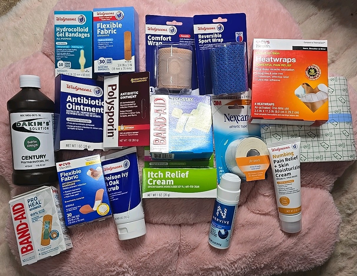 First Aid / Personal Health Kit – Bandages Gauze Antibiotic Ointment + More! New