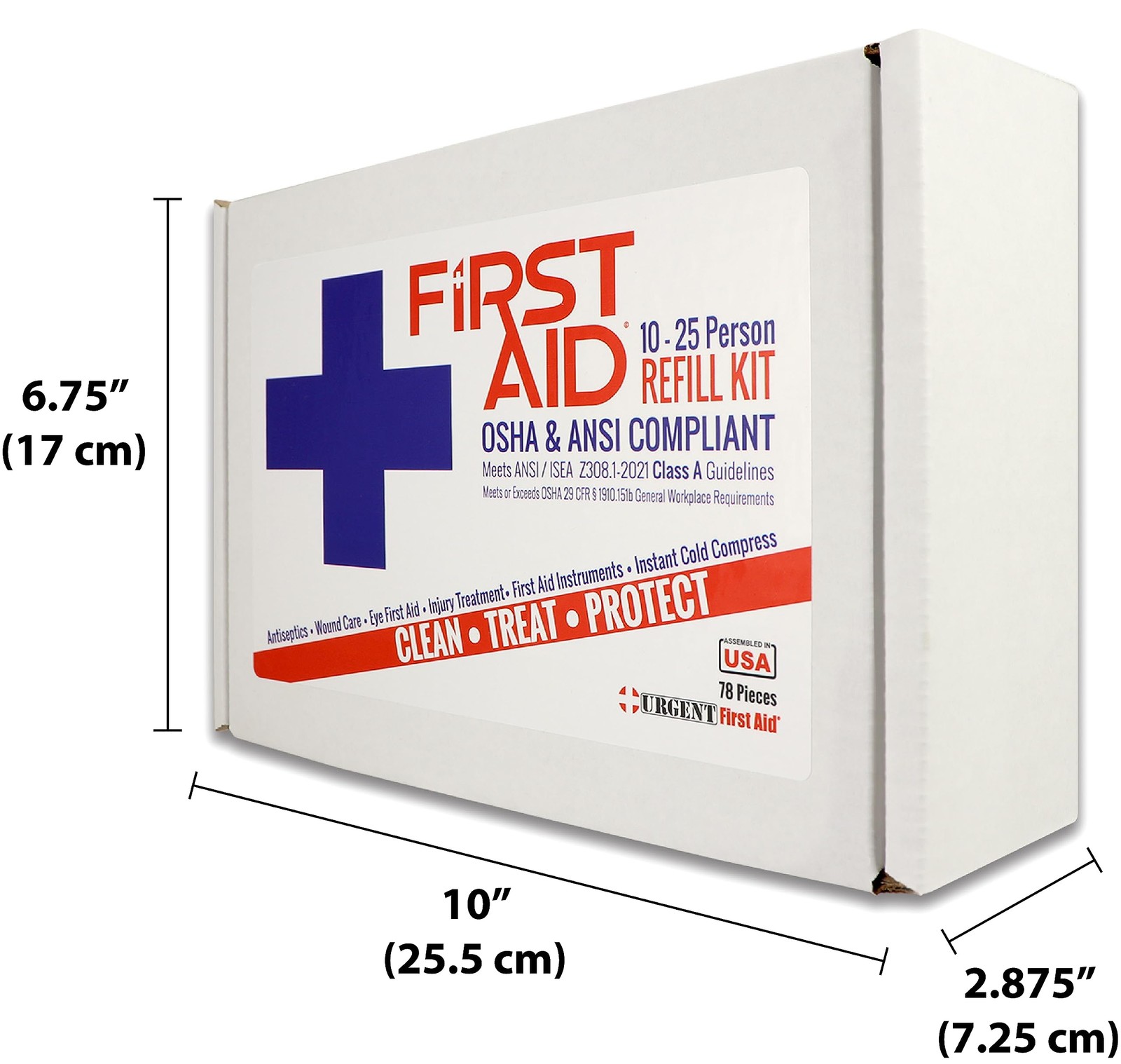 OSHA & ANSI First Aid Kit Refill/Upgrade, 25 Person, 78 Pieces, ANSI 2021 Cla…