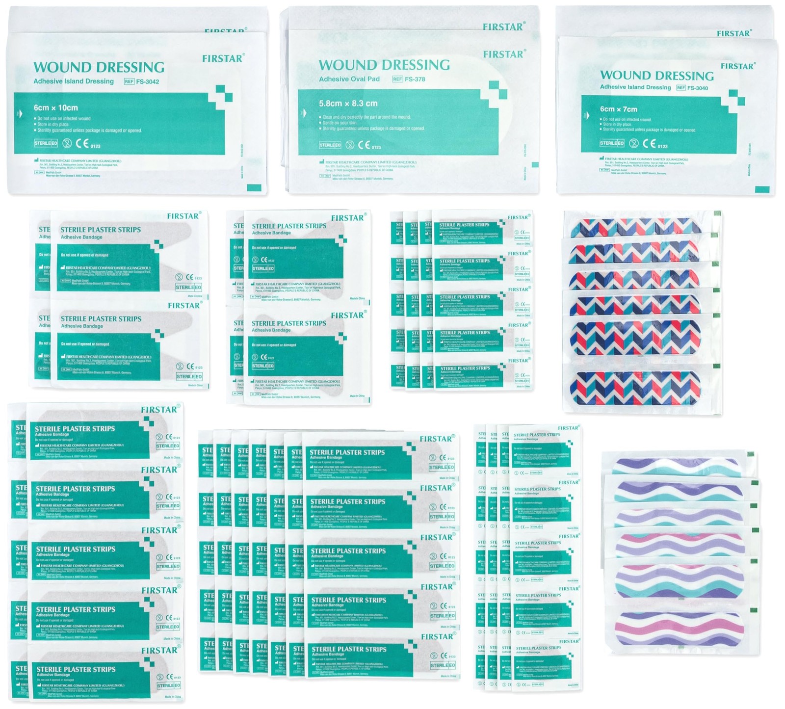 Bulk First Aid Bandages in Multiple Sizes and Shapes Including Medium, Clear