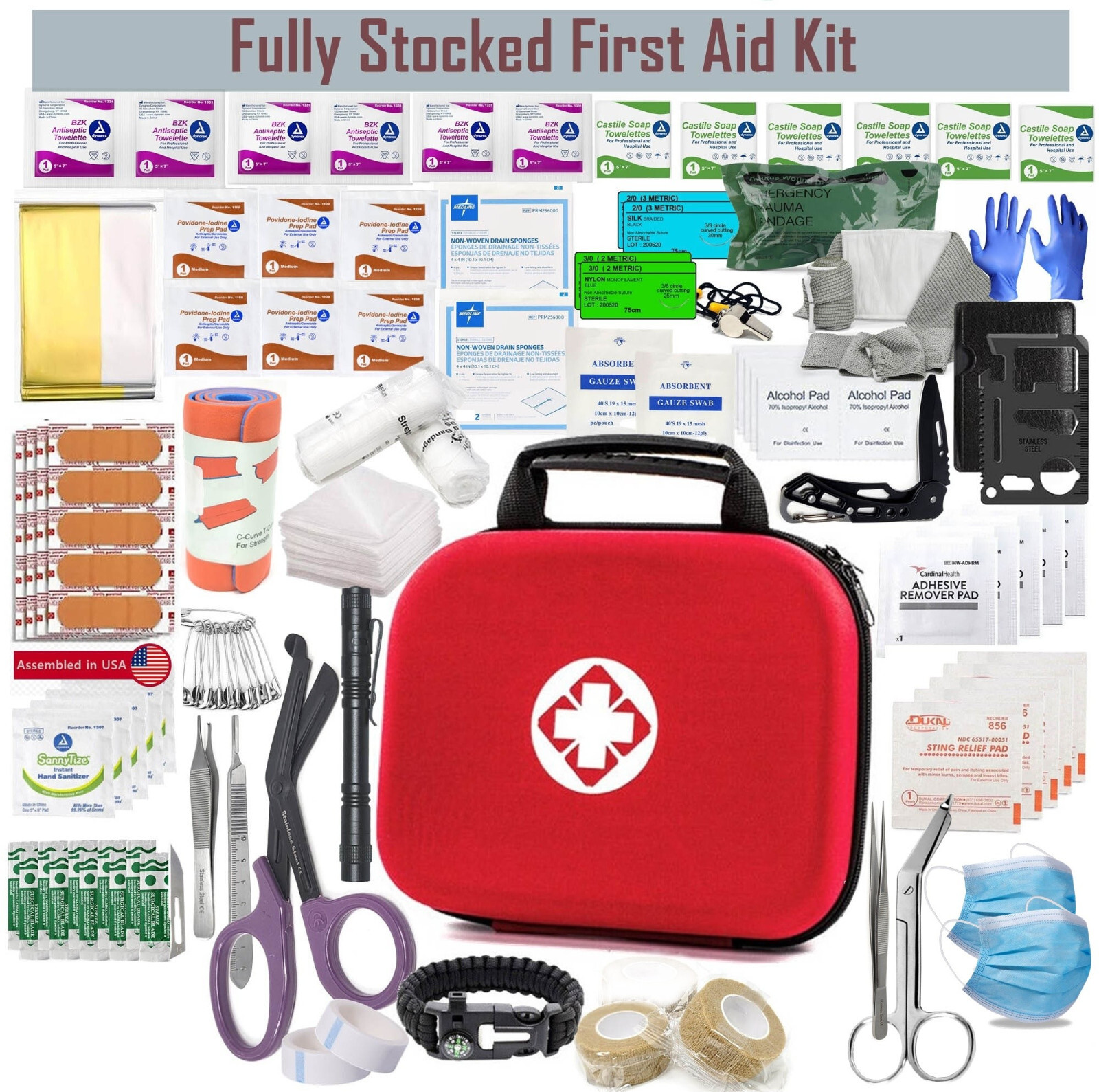 188Pc Tactical First Aid Kit Emergency Military Trauma Survival Medical Supplies