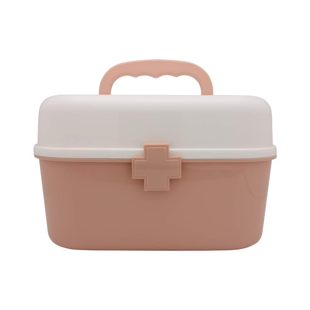 BangQiao Plastic First Aid Storage Box 1 Count (Pack of 1), white&pink