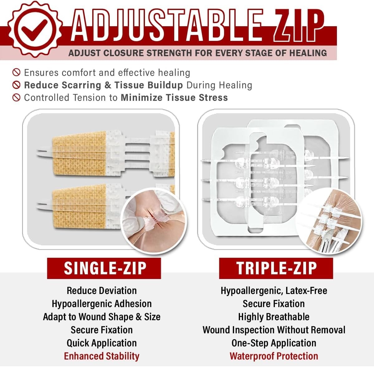 All-in-One 28 Pcs Wound Closure Kit with Suture-Free Zip Devices & Bandages