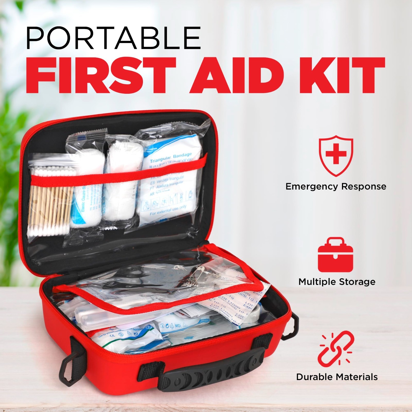 Waterproof Travel First Aid Kit with Shoulder Straps – Home, Car & On-The-Go Eme