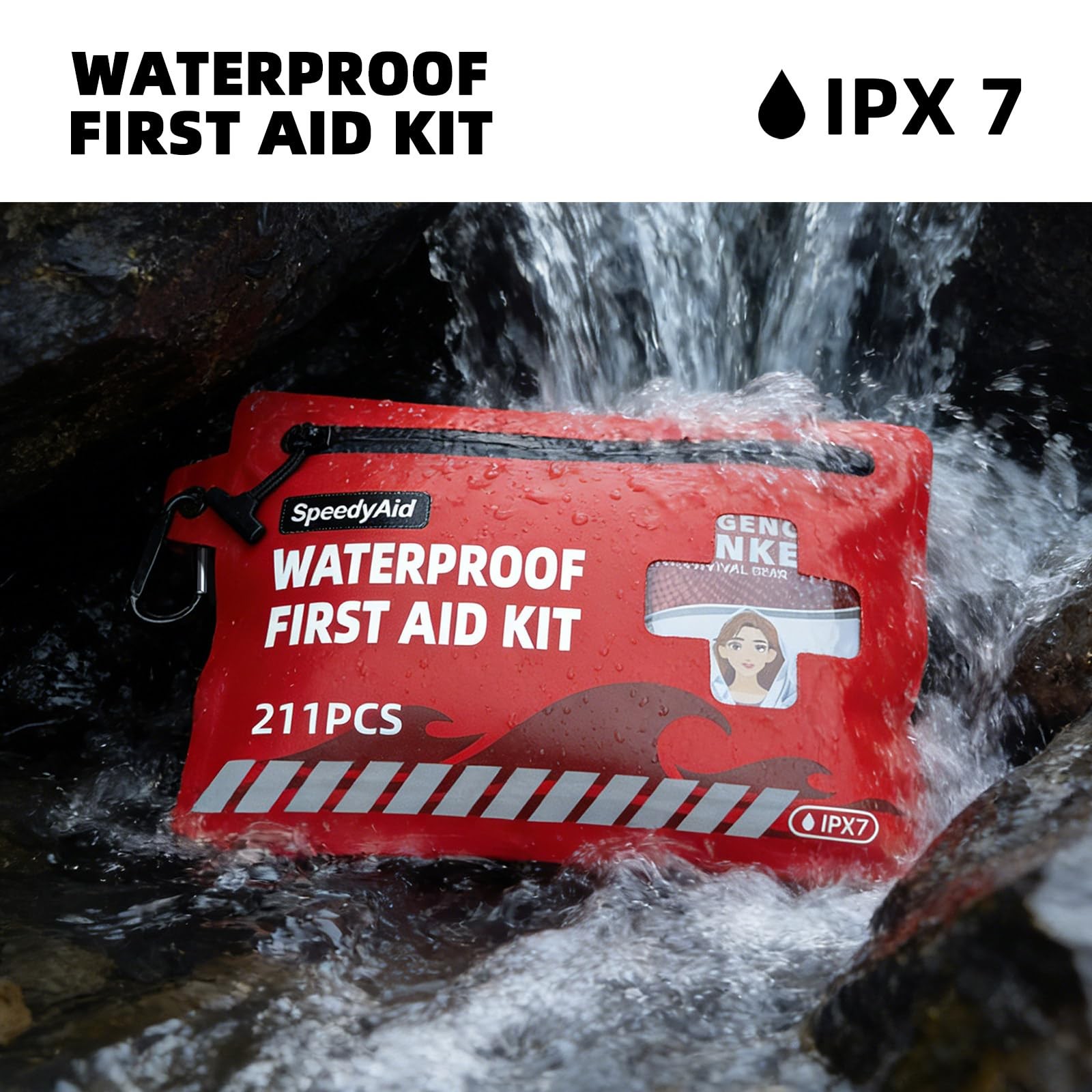 211 PCS Waterproof First Aid Kit, IPX7 Dry Bag with Airtight Zipper, Portable…