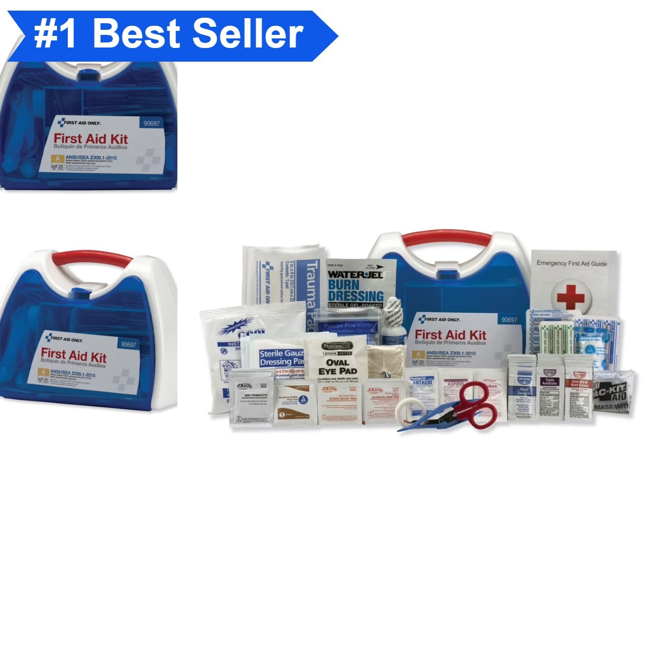 Plastic First Aid Kit 139 Pieces for 25 People Wall Mountable Carrying Handle