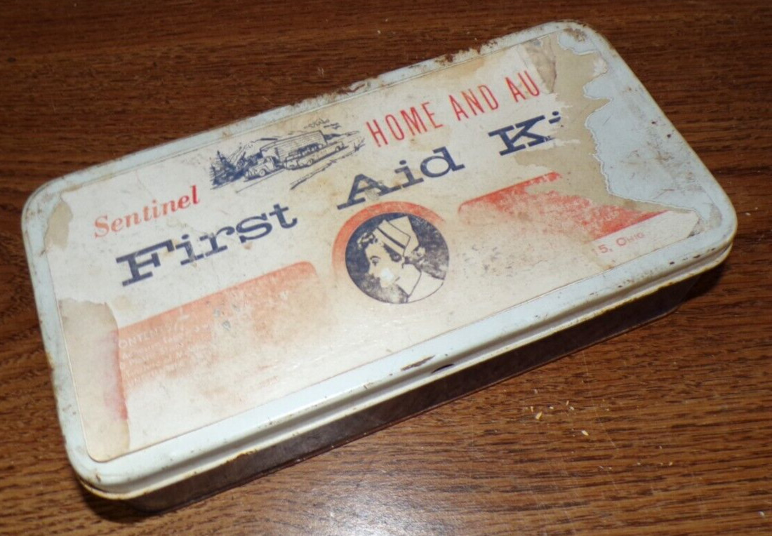 Vintage Sentinel Home & Auto First Aid kit / Most Original Items Included