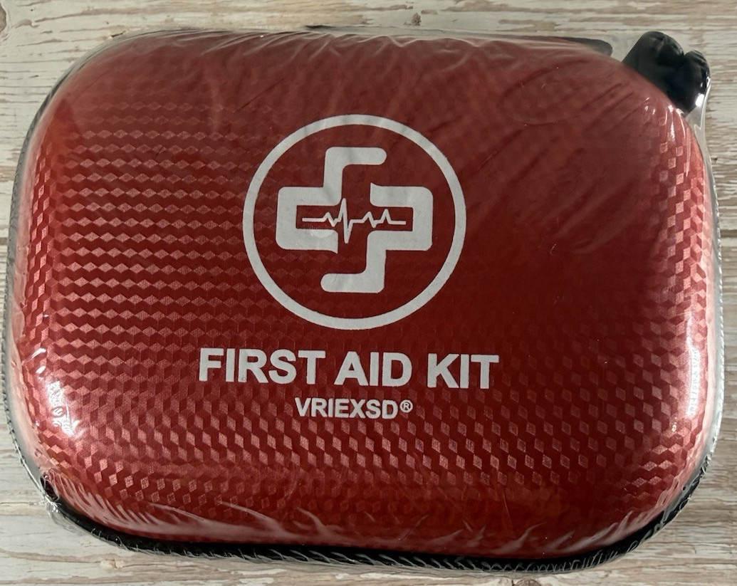 Mini First Aid Kit – 150 Piece Small Waterproof Hard Shell Medical Kit-Red