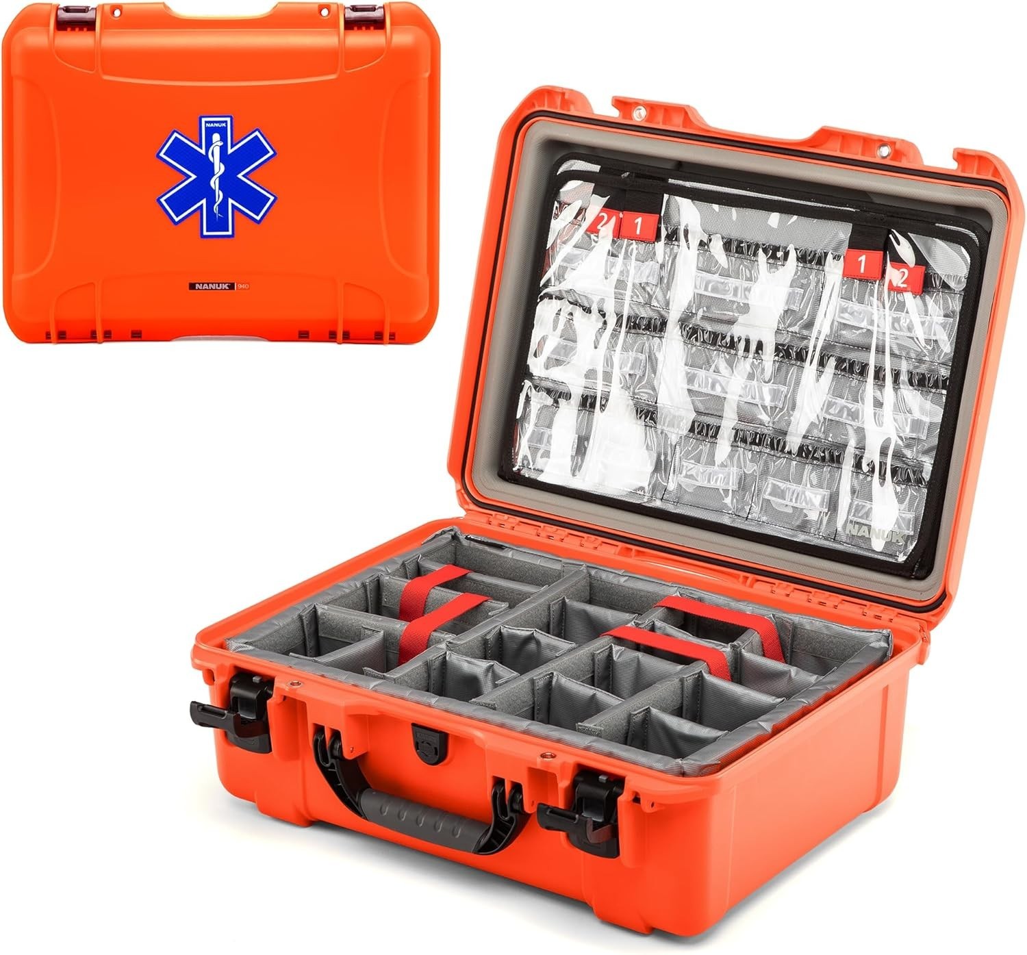 940 Waterproof EMS EMT Hard Case Empty Lid Organizer First Aid Trauma Box Orange