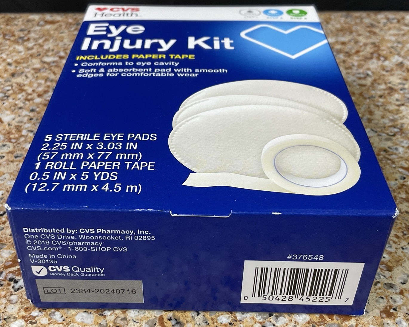 CVS Health Eye Injury Kit w/Roll Of Paper Tape & 5 Sterile Eye Pads