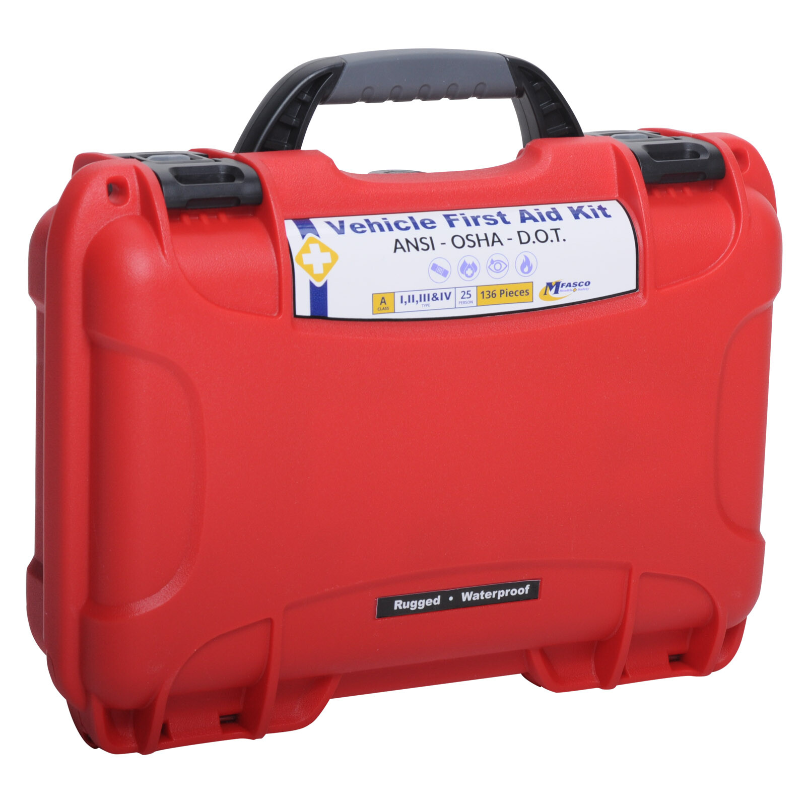 DOT Deluxe First Aid Kit Rugged & Waterproof 909 Red By MFASCO