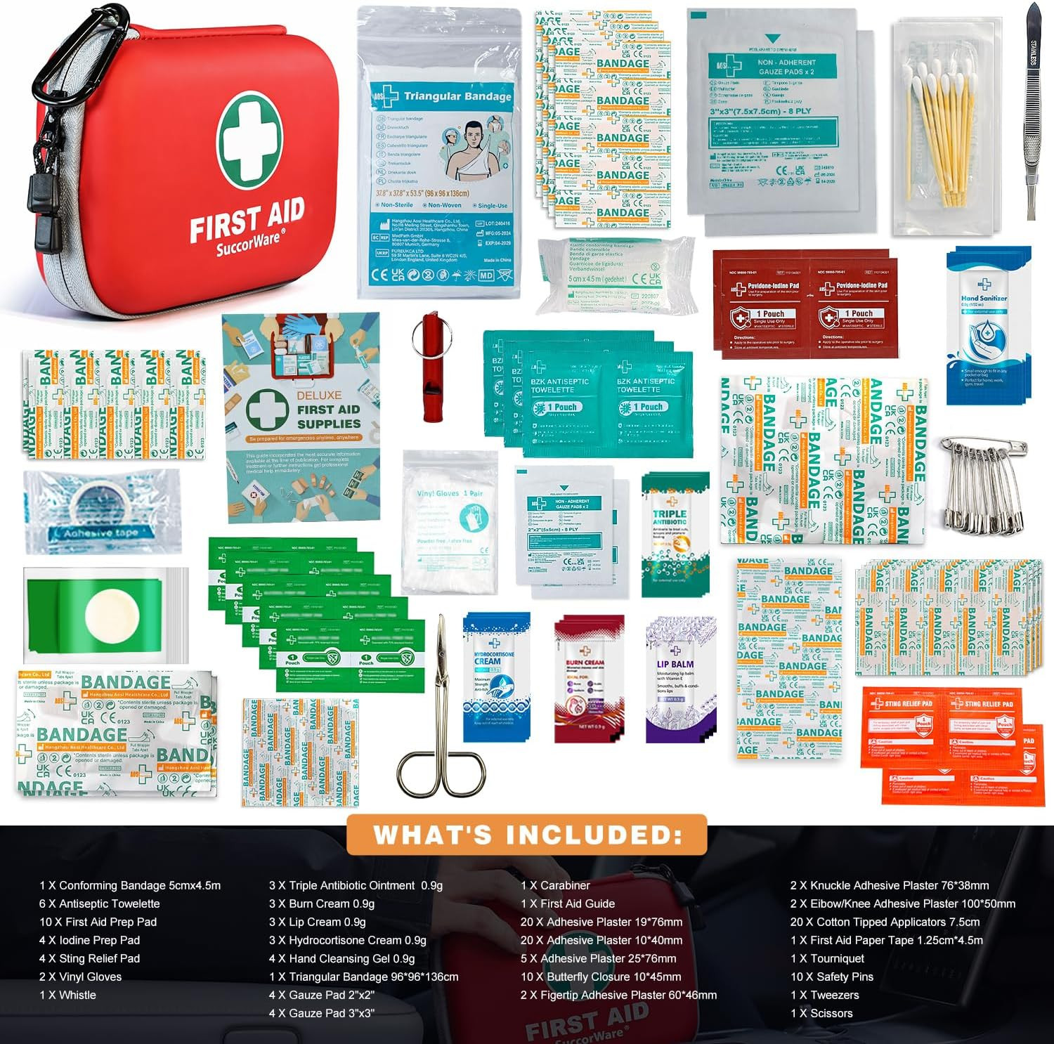 150 Pieces Mini First Aid Kit – Small Medical Kit with Hard Shell – Emergency Fi