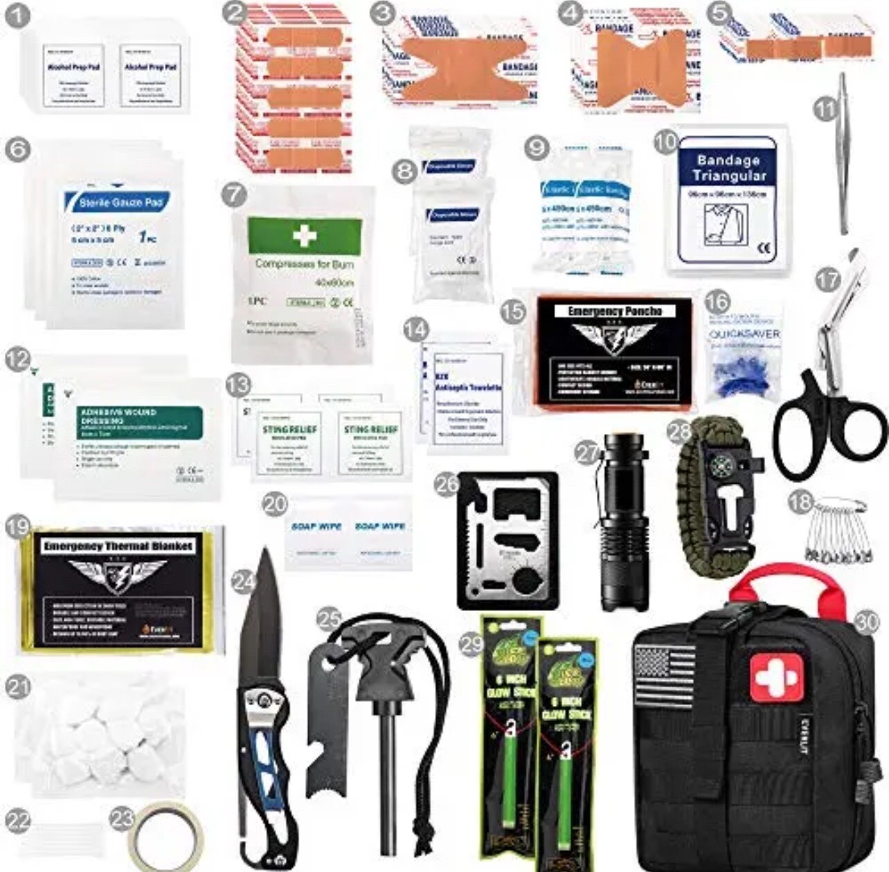 EVERLIT 250 Pieces Survival First Aid Kit IFAK Molle System Compatible Outdoor