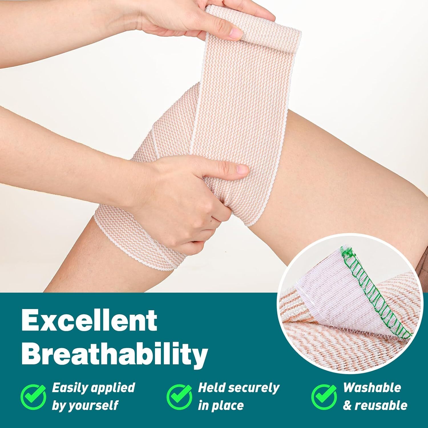AZEN 4in Premium 2 Pack Elastic Bandage Wrap, Compression Wrap A-2p