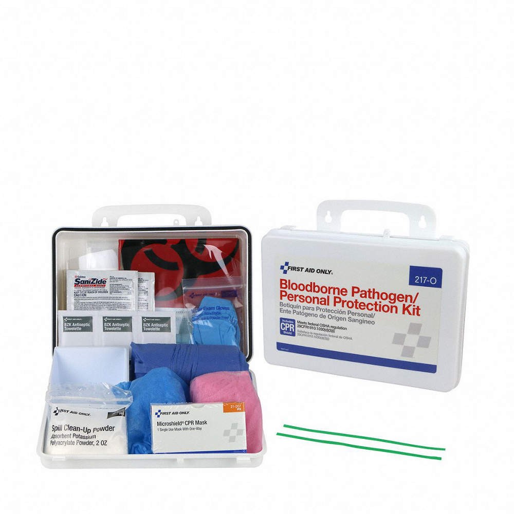 FIRST AID ONLY 217-O Bloodborne Pathogen Kit,Plastic Case 36LF21