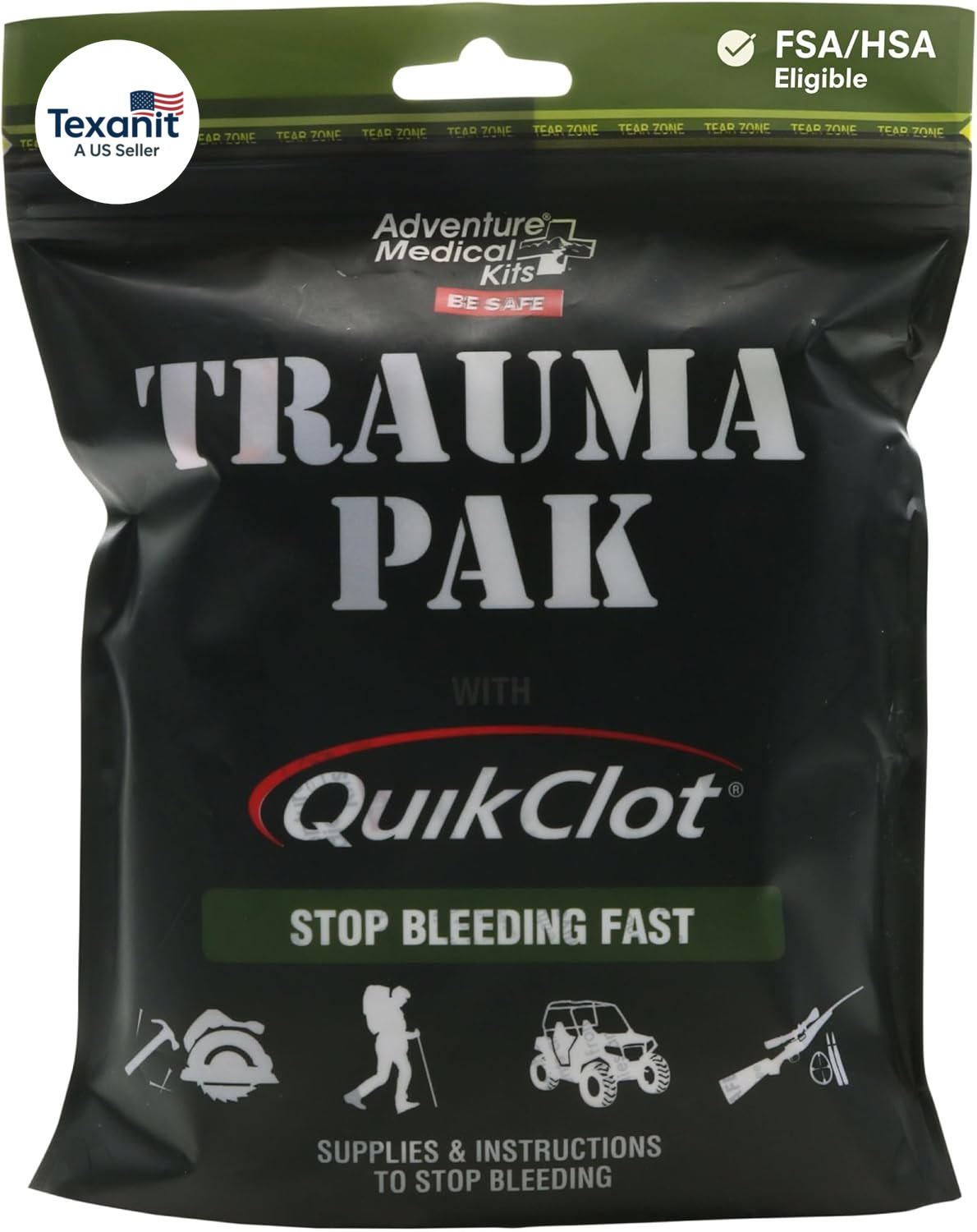 Trauma Pak First Aid Kit with Quikclot Sponge, Black, One Size (2064-0292)