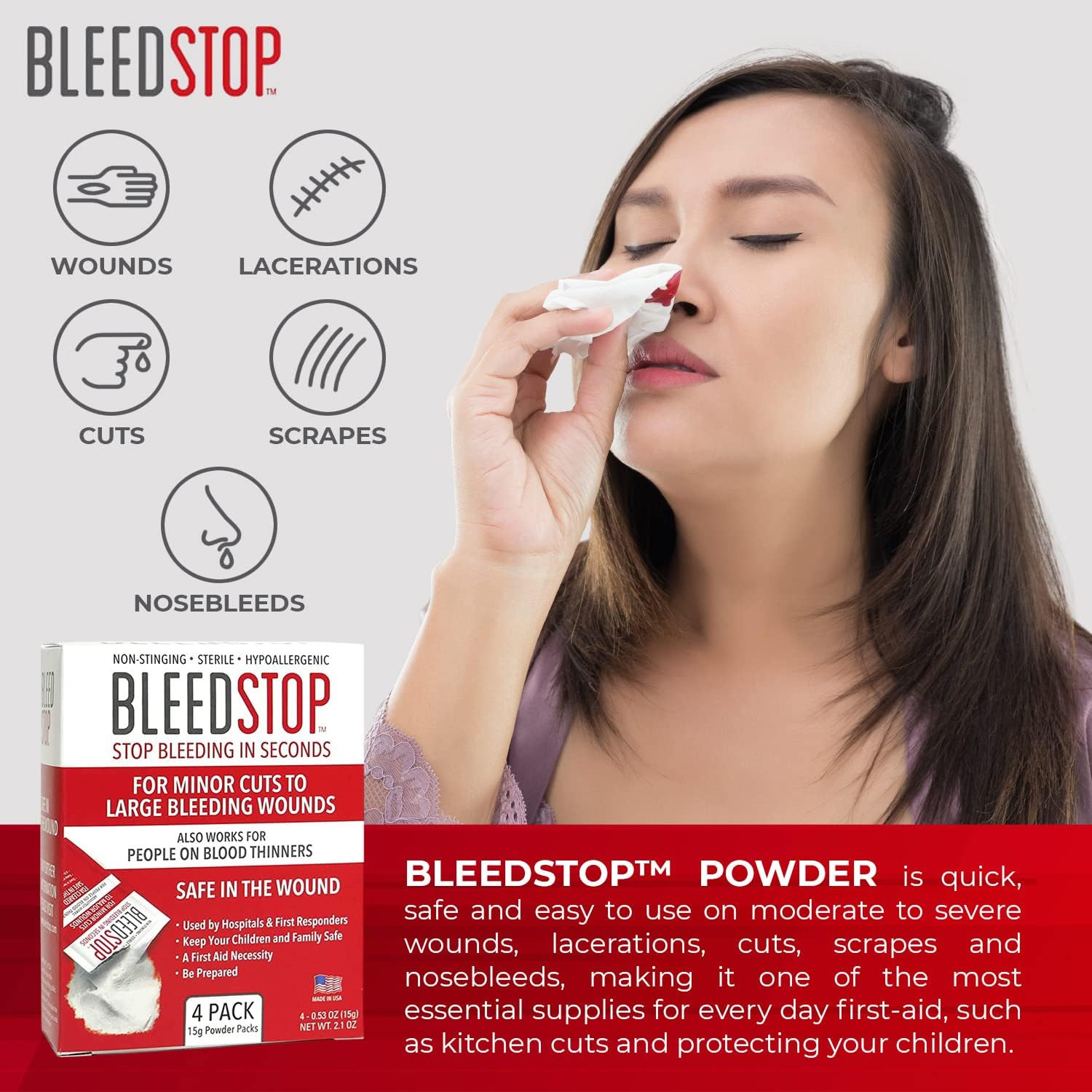™ First Aid Powder for Blood Clotting, Trauma Kit, Blood Thinner Patients, Campi