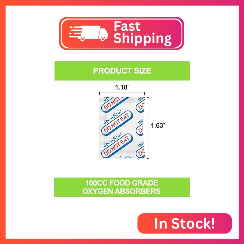 SD Queen 120-Pack 100cc Oxygen Absorbers for Food Storage – Vacuum Sealed in 10-
