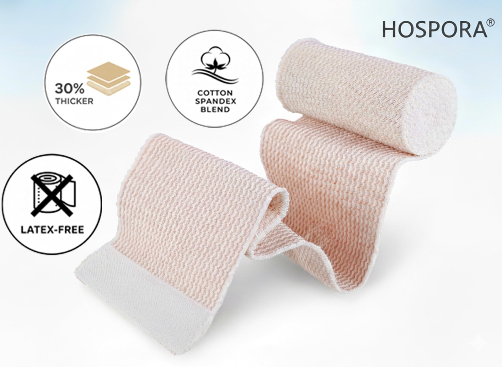 Hospora Thick Latex-Free Compression Cotton Elastic 4 Inch (Pack of 5), Beige