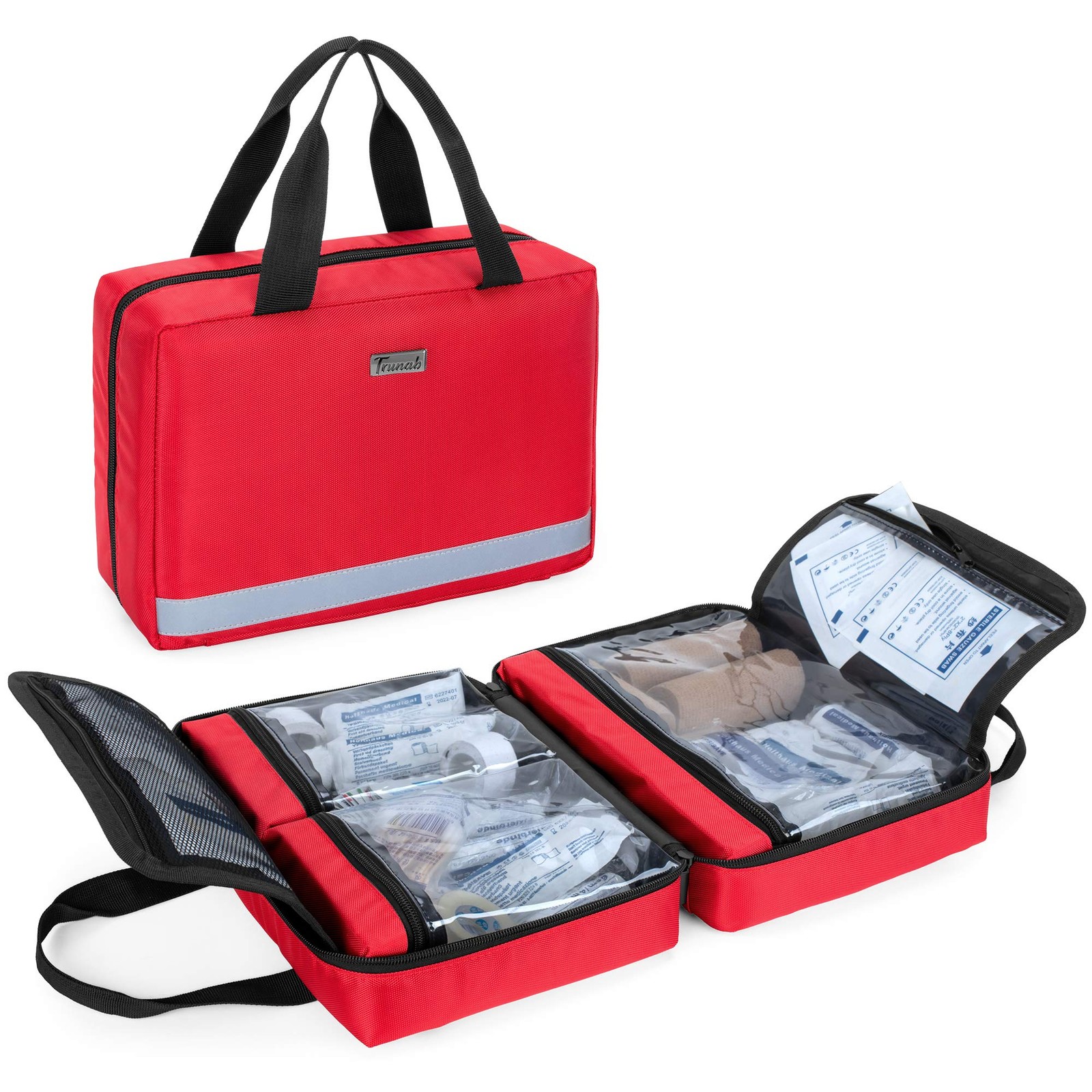 Trunab Small First Aid Kit Bag Empty Portable 1 Count (Pack of 1), Red
