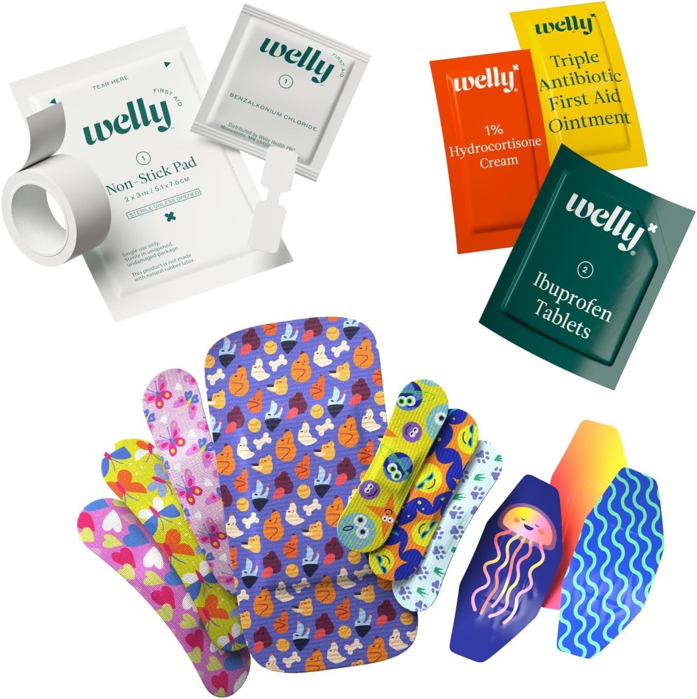 First Aid Kit 130 Count Flex Fabric Bandages and Essentials Organized Tin