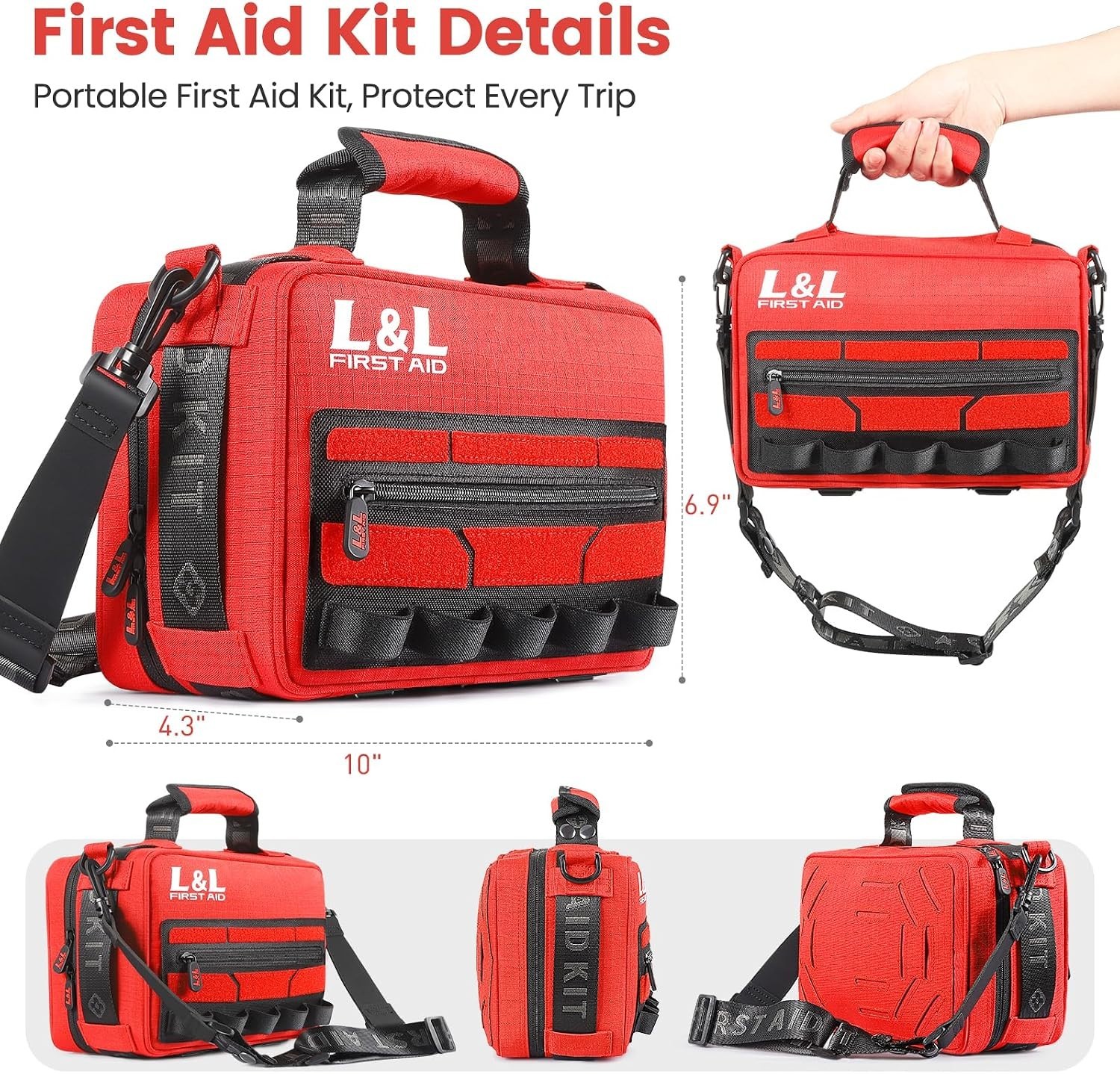 450 Piece First Aid Kit Survival Emergency Medical Kit Car Home Travel Red