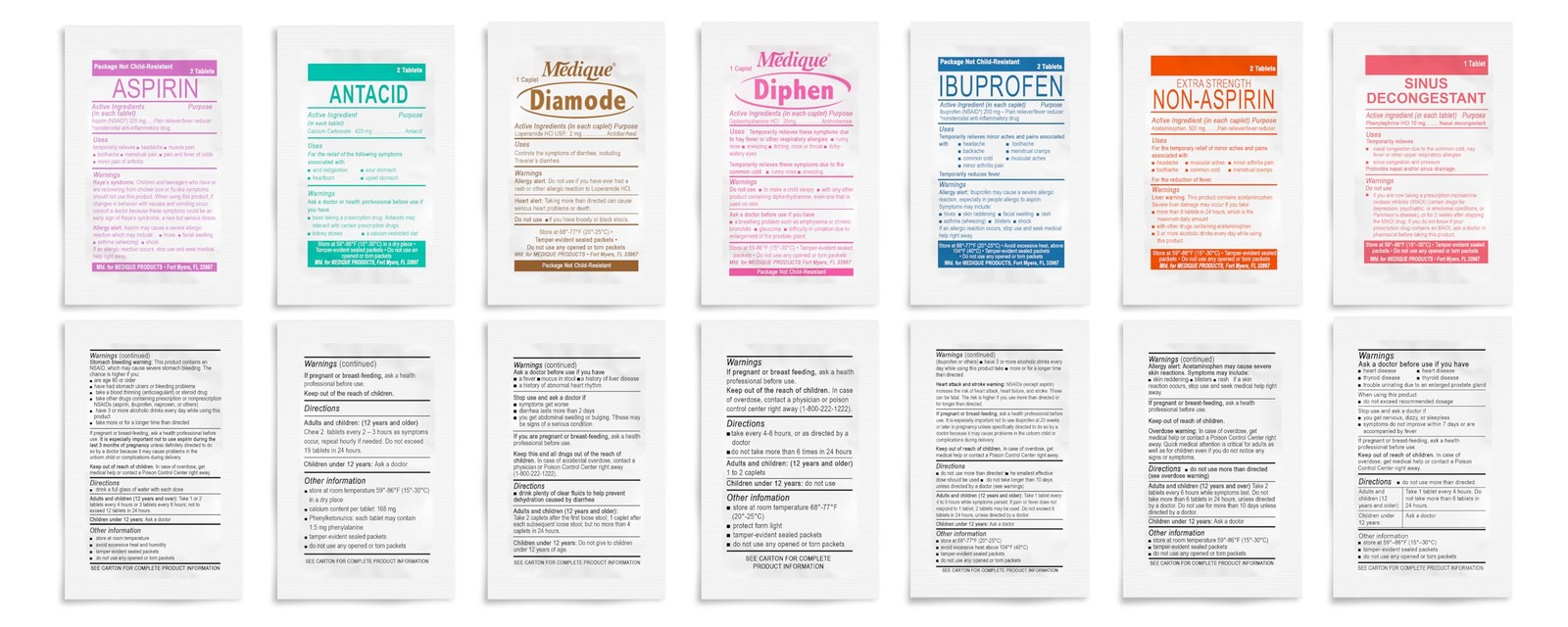 First Aid Kit Medication Refill – 28Count Unit Dose Packets – Emergency Medic…