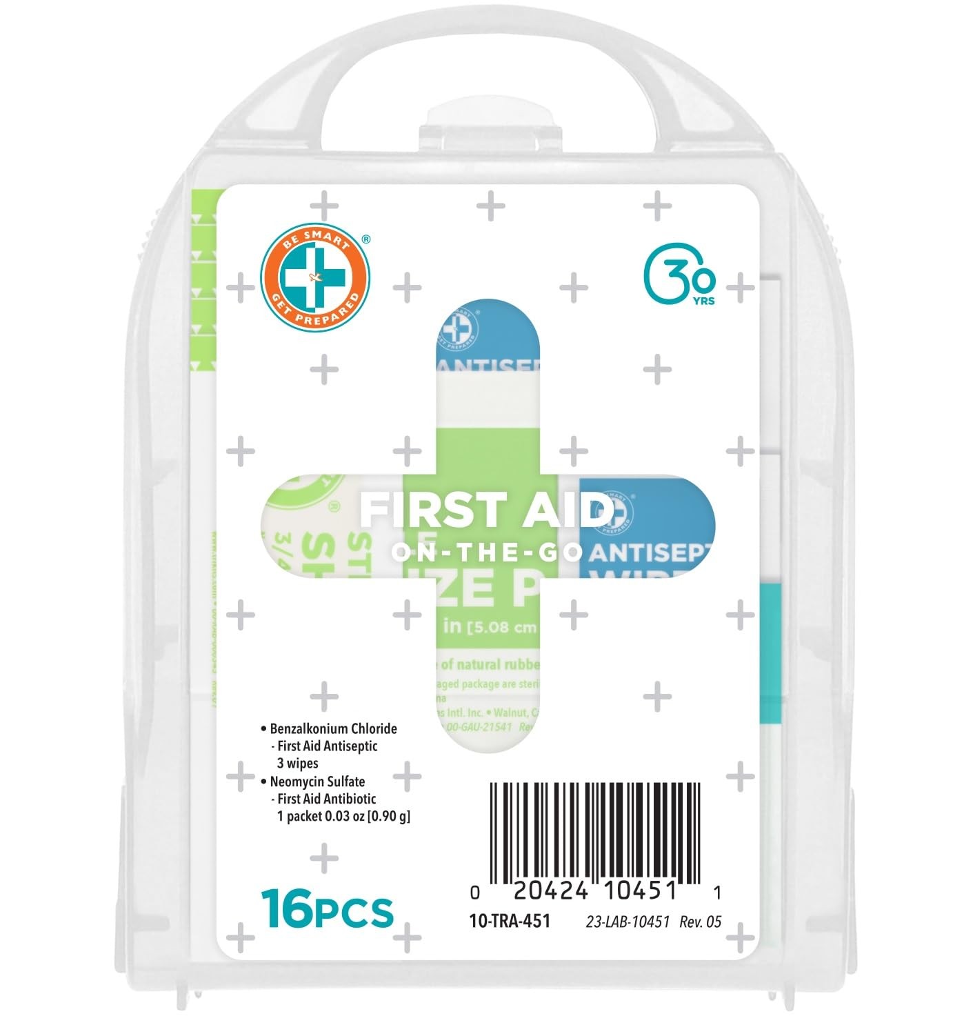 Be Smart Get Prepared Compact First Aid Kit, FSA/ 16 Count (Pack of 1), White