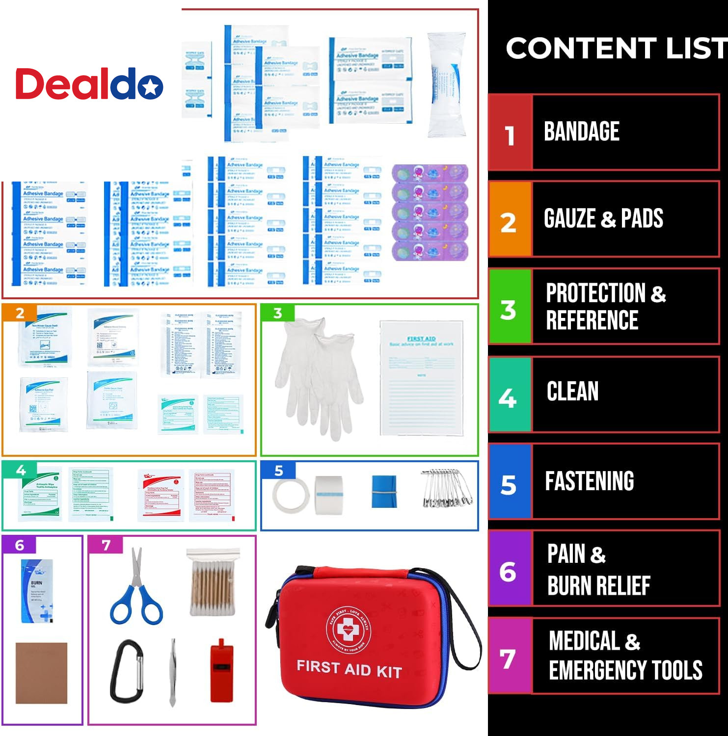 Small First Aid Kit – 165 Piece Dual-Color Emergency Medical Kit with Hard Shell