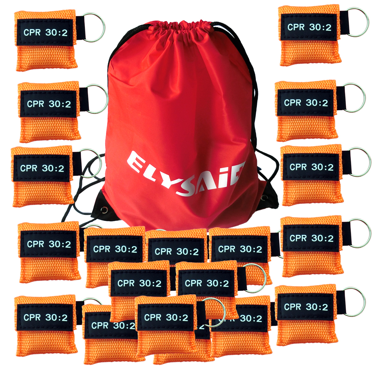 100Pcs/lot Cpr Mask With KeyRing Cpr Face Shield For AED Training CPR 30:2 Orang