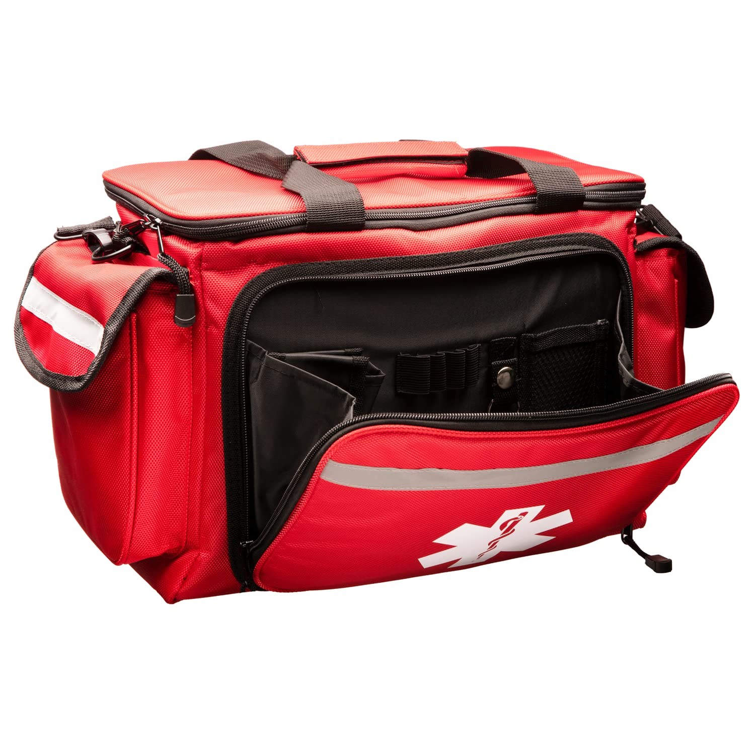 Professional Red Empty Trauma First Aid Medical Bag, 15"x10"x9", Multi Compar…