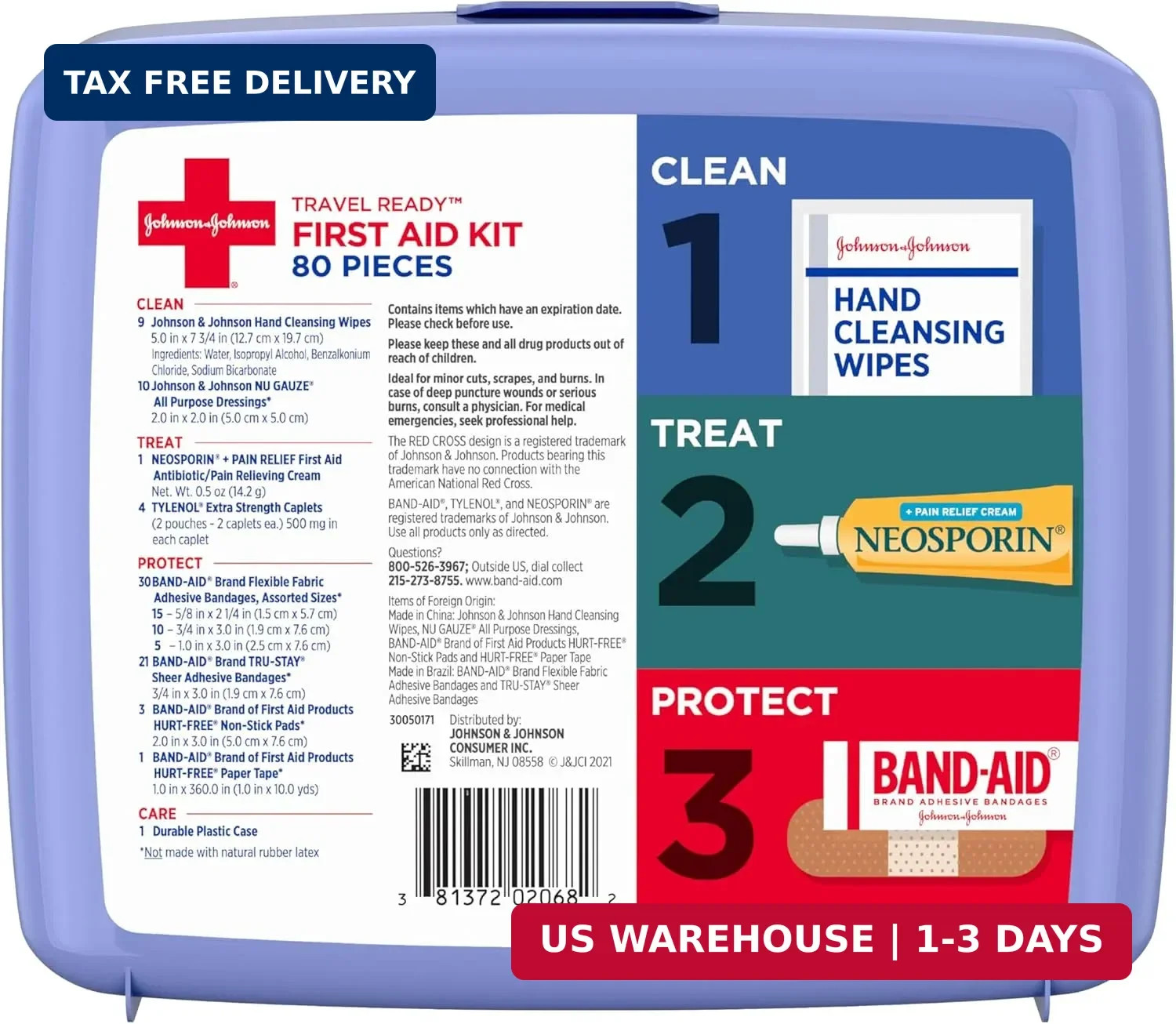 BAND-AID Brand Travel Ready Portable Emergency First Aid Kit for Minor Wound Car