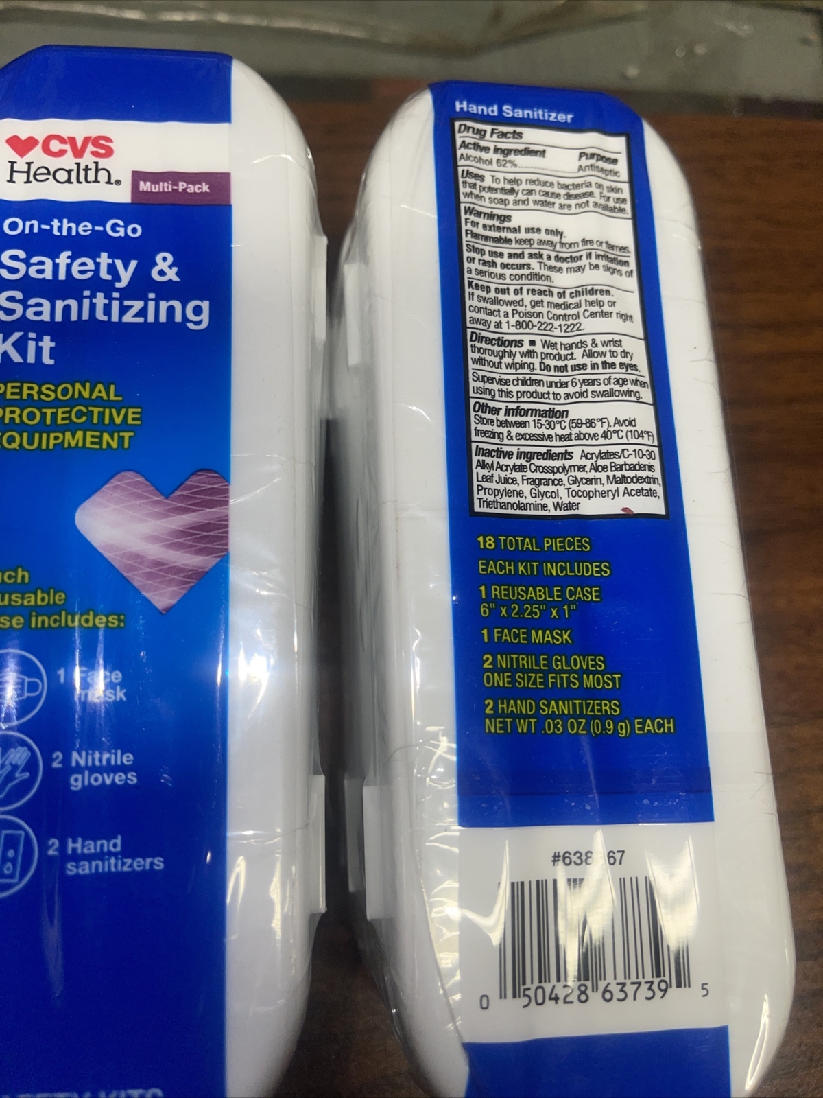 Lot of 2 New sealed ! CVS Health On-The-Go Safety & Sanitizing Kit, 3 CT