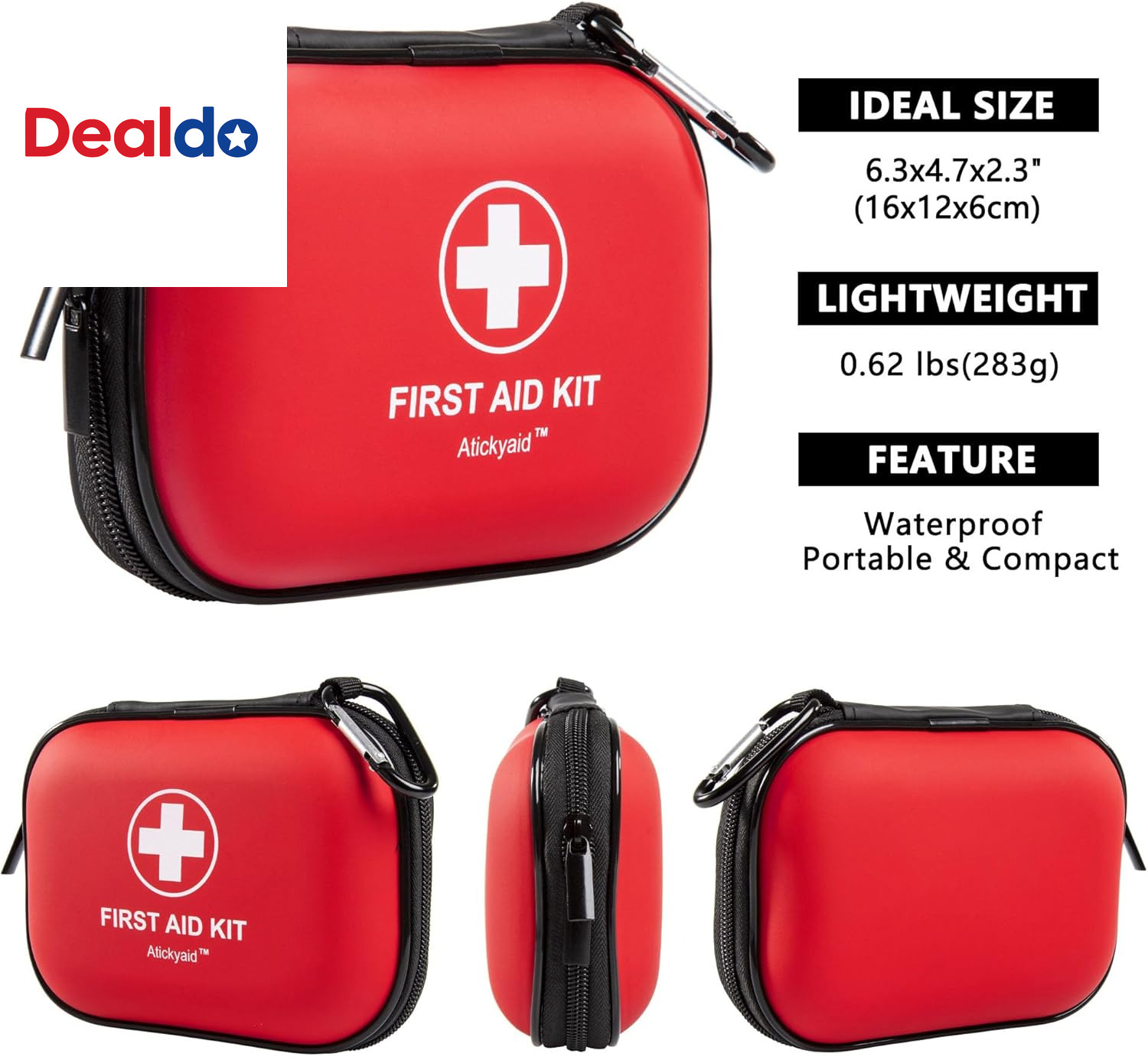 Mini First Aid Kit – 120 Piece Small Waterproof Hard Shell Medical Kit for Car,