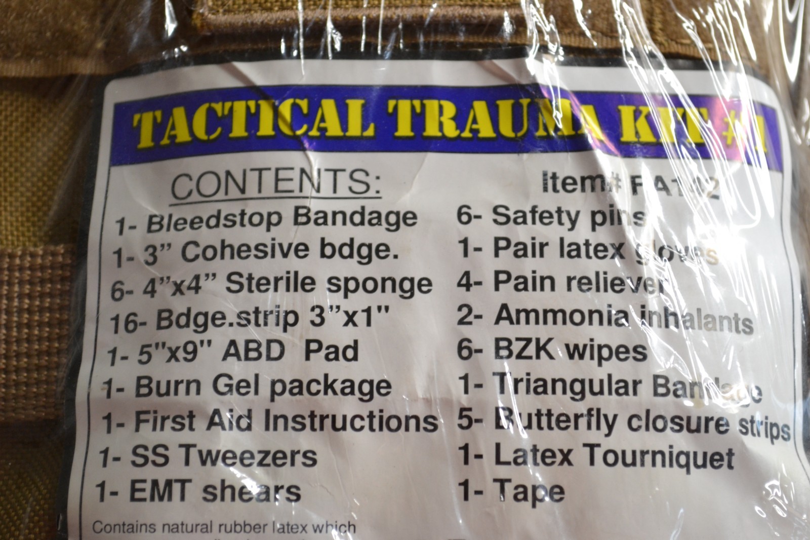 ELITE FIRST AID Tactical Trauma Kit #1 – Brand New – FA142 TAN Sealed