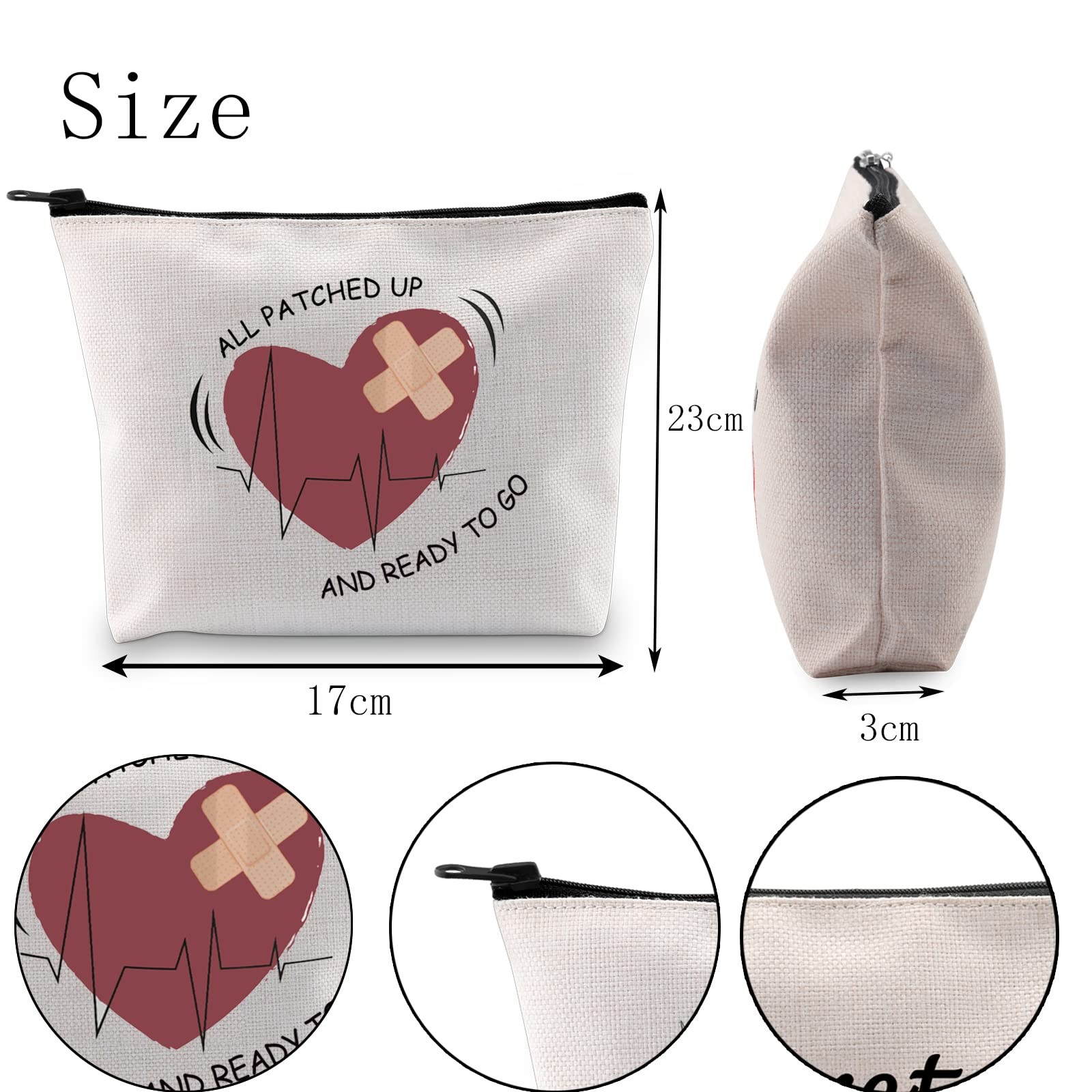 POFULL Heart Warrior Cosmetic Bag – Open Surgery All Patched up bag