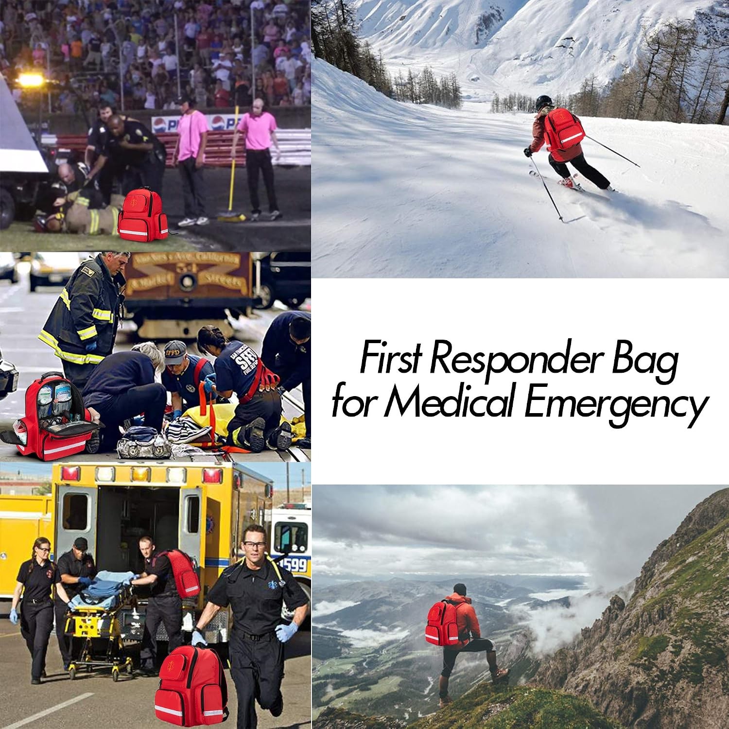 First Responder Bag Trauma Backpack Empty, Medical Emergency Kits Storage Jump B
