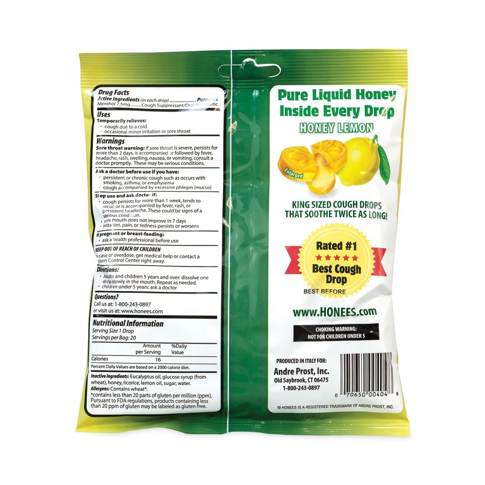 Green Rabbit 29300005 Cough Drops – Honey-Lemon (6/PK) New