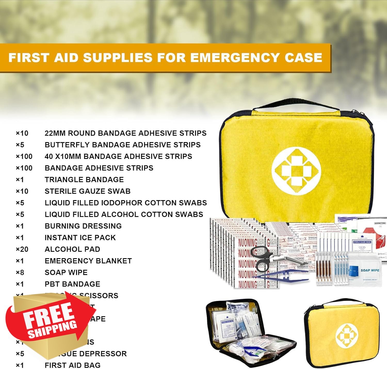 300Piece Small First Aid Kit Refill Yellow Camping Outdoor