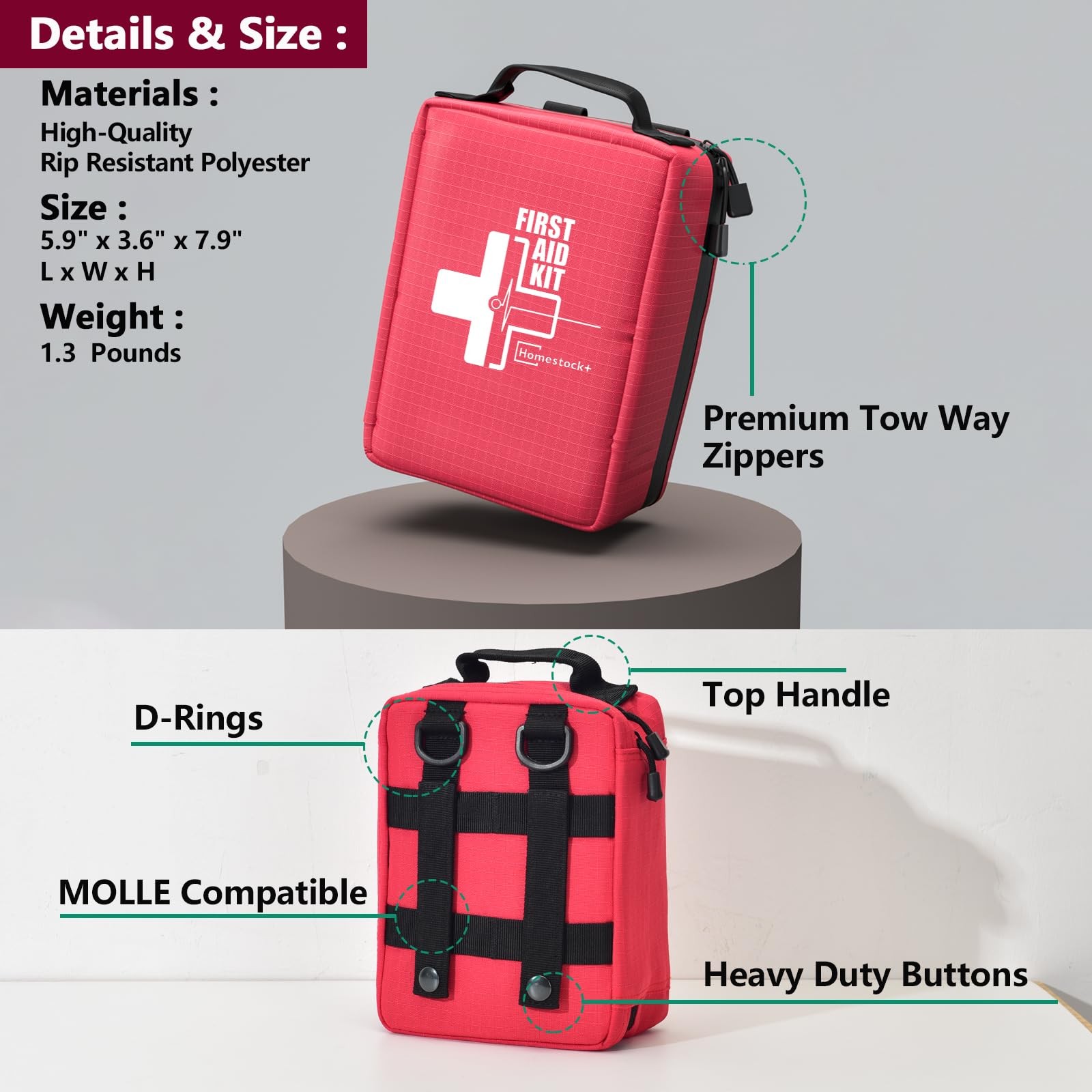 First Aid Kit, Professional Trauma First Aid Kit with Labelled Compartments M…