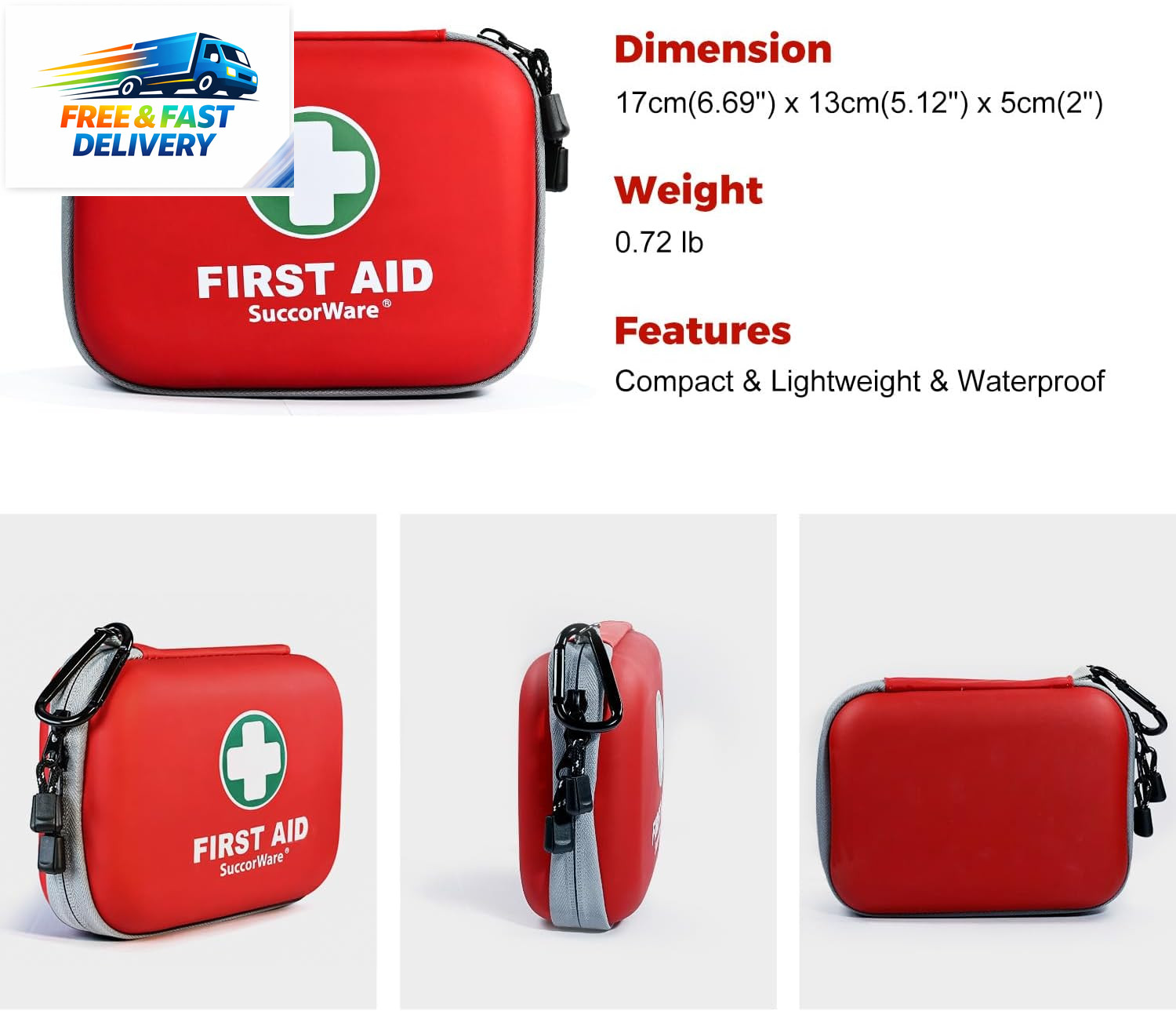150 Pieces Mini First Aid Kit – Small Medical Kit with Hard Shell – Emergency Fi
