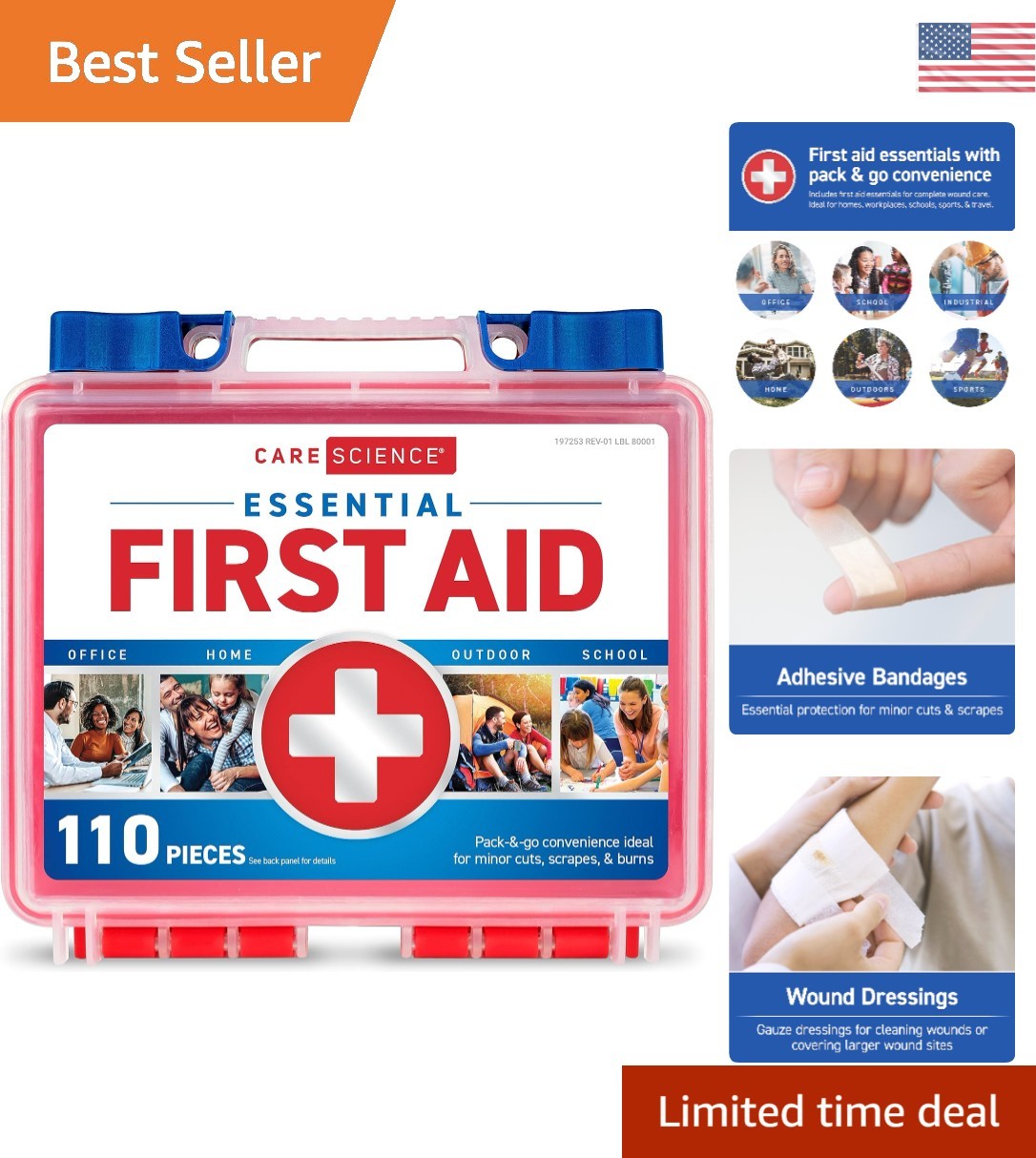 Professional 110-Piece First Aid Kit for Comprehensive Emergency Preparedness
