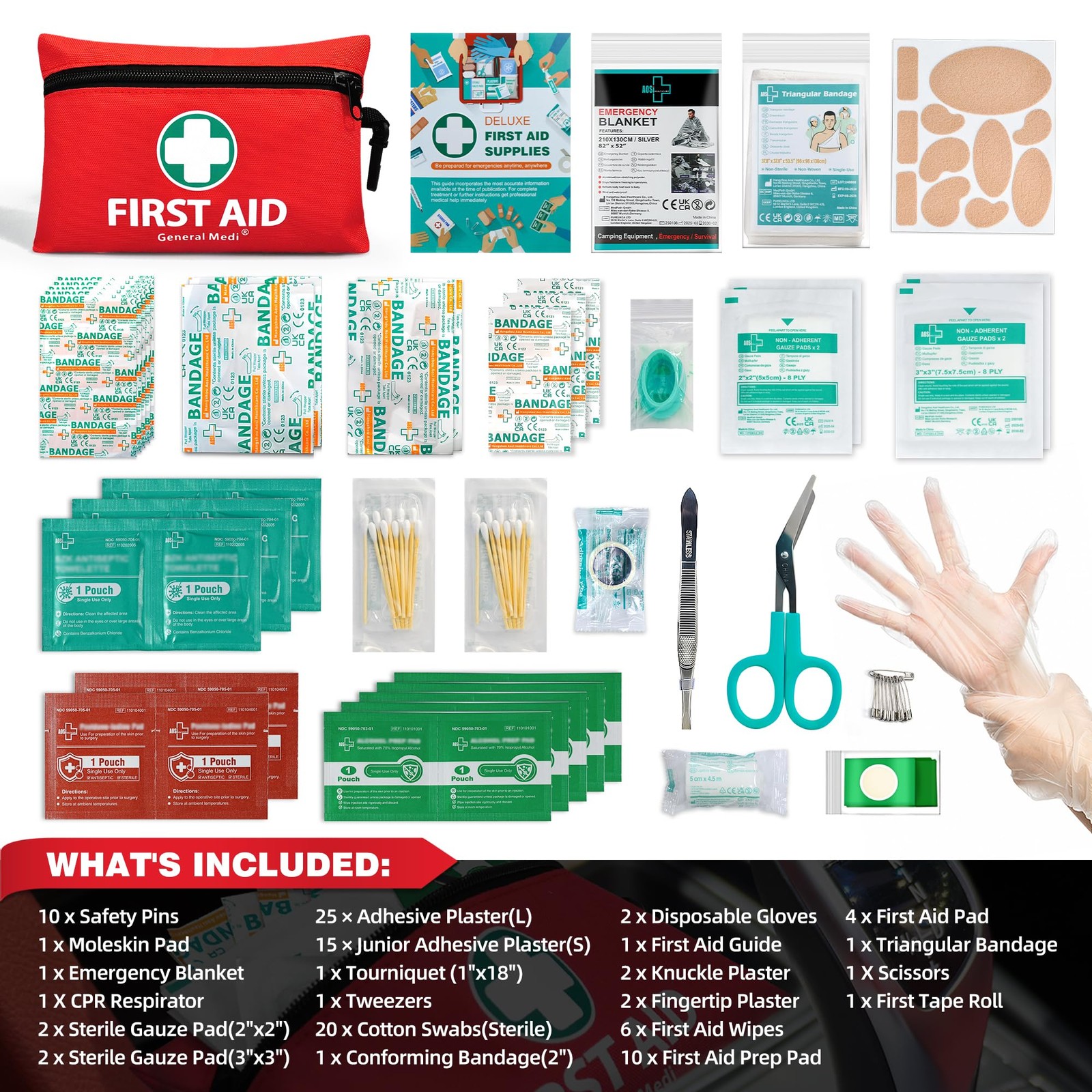 Mini First Aid Kit, 110 Piece Small First Aid Kit Includes Emergency Foil Bl…