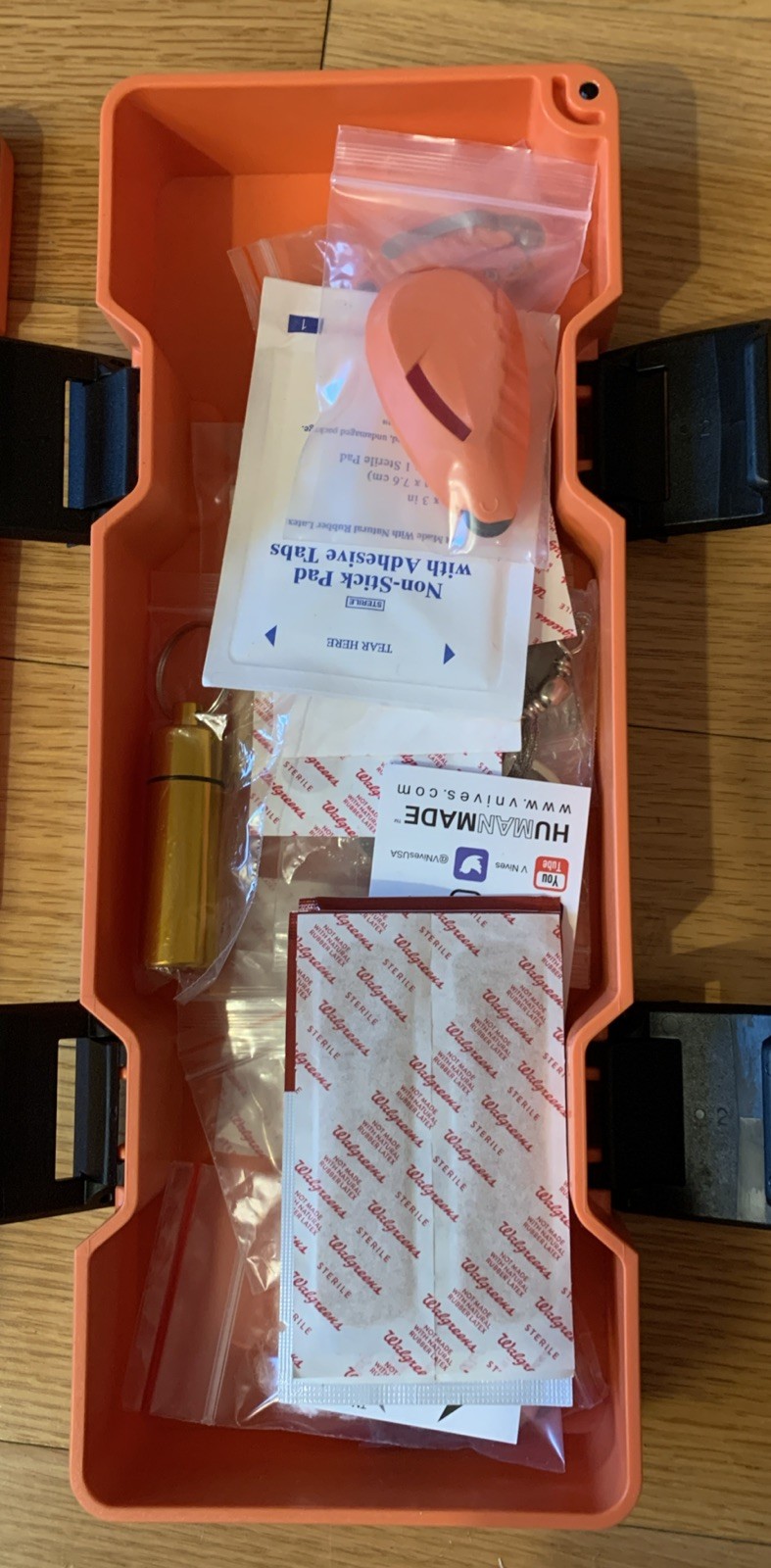 V NIVES Survive First Aid Kit Essential Items O-Ring Sealed Orange Box FREE SHIP