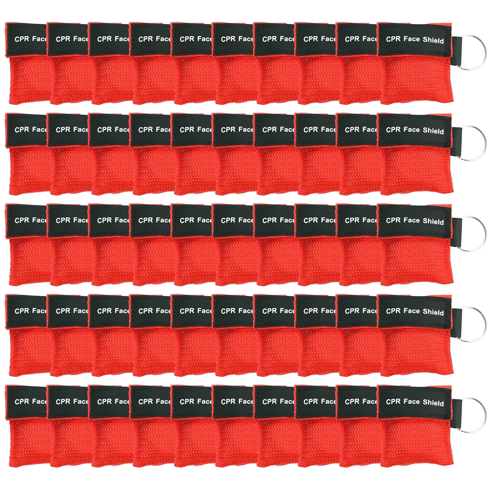 50 Packs CPR Pocket Mask, CPR Face Shield for Keychain, One-Way CPR Emergency…