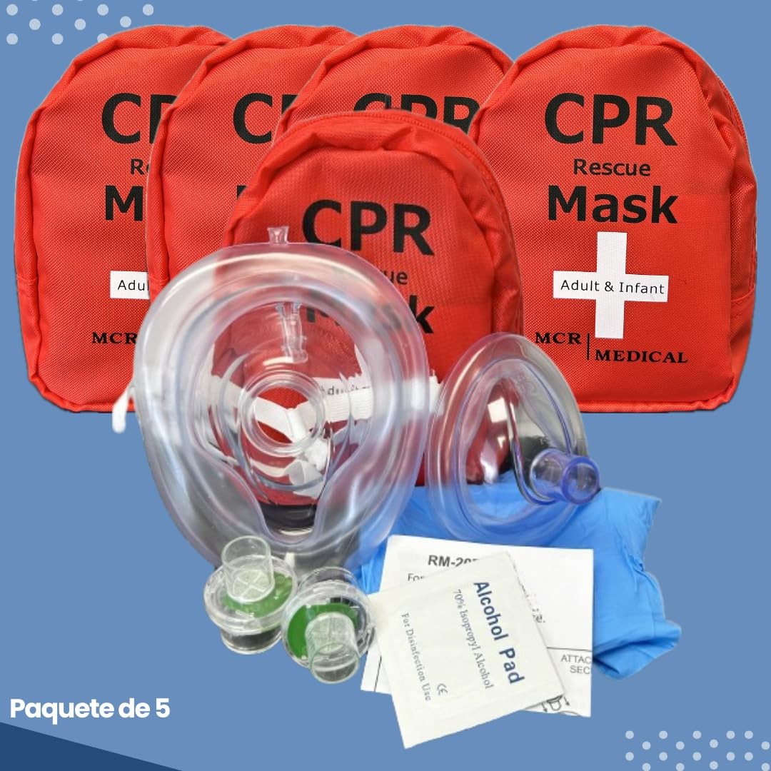 Pack of 5 Adult & Infant CPR Combo Kits (with 2 Valves ea.)