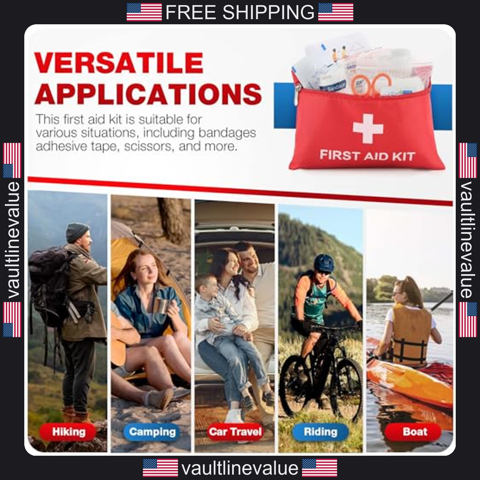First Aid Kit 107 Piece Emergency Trauma Kit for Home Car Travel Hiking Camping