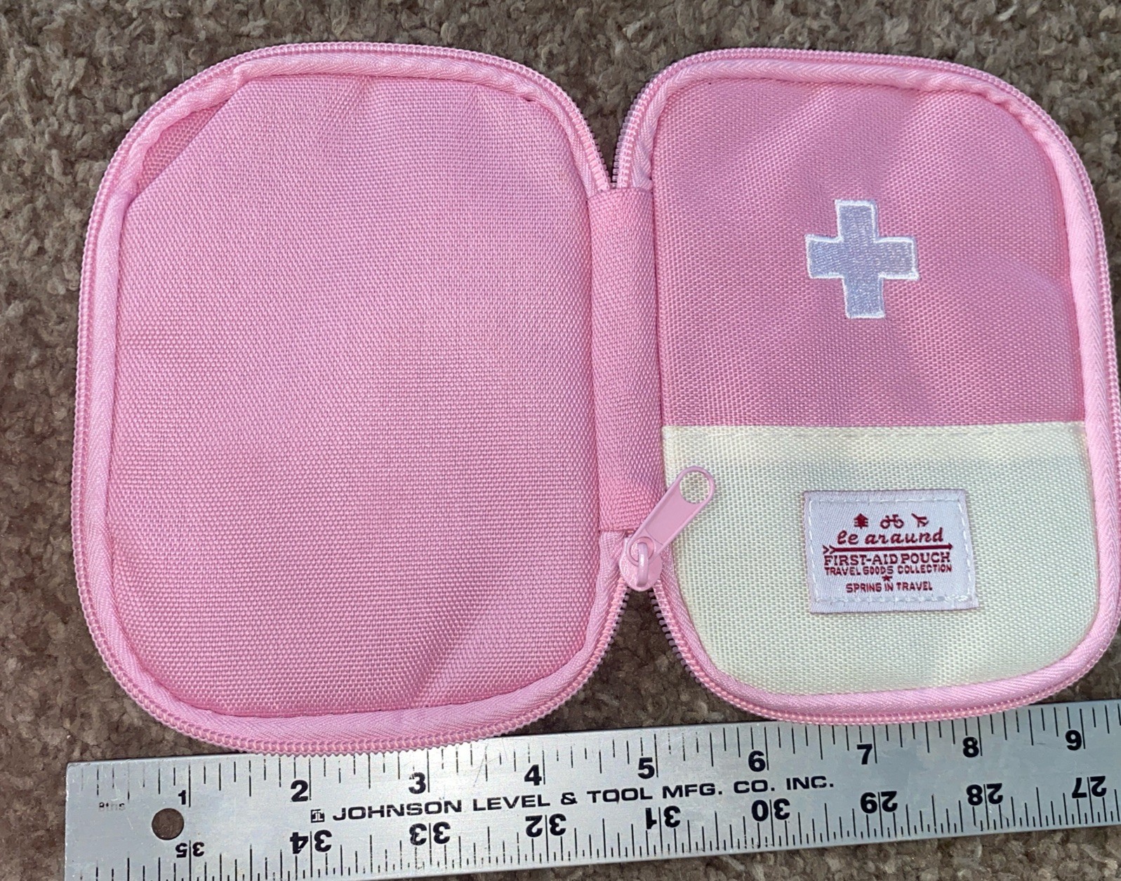 LeAraund Pink Zip First Aid Bag Empty Mini Travel Pouch Portable Medical Outdoor