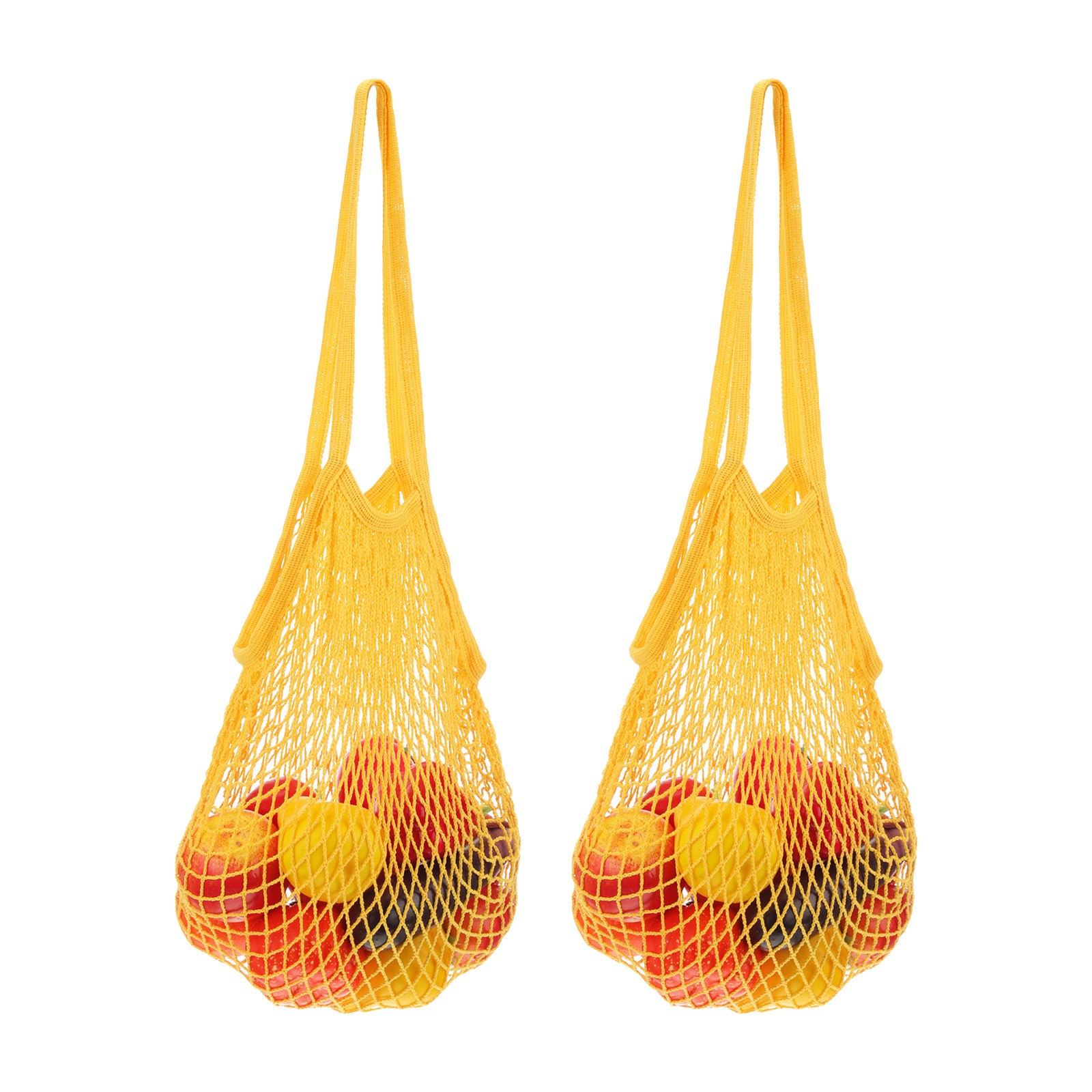 Reusable Mesh Produce Storage Bags Washable Portable Bag (Set of 2Pcs,Yellow)