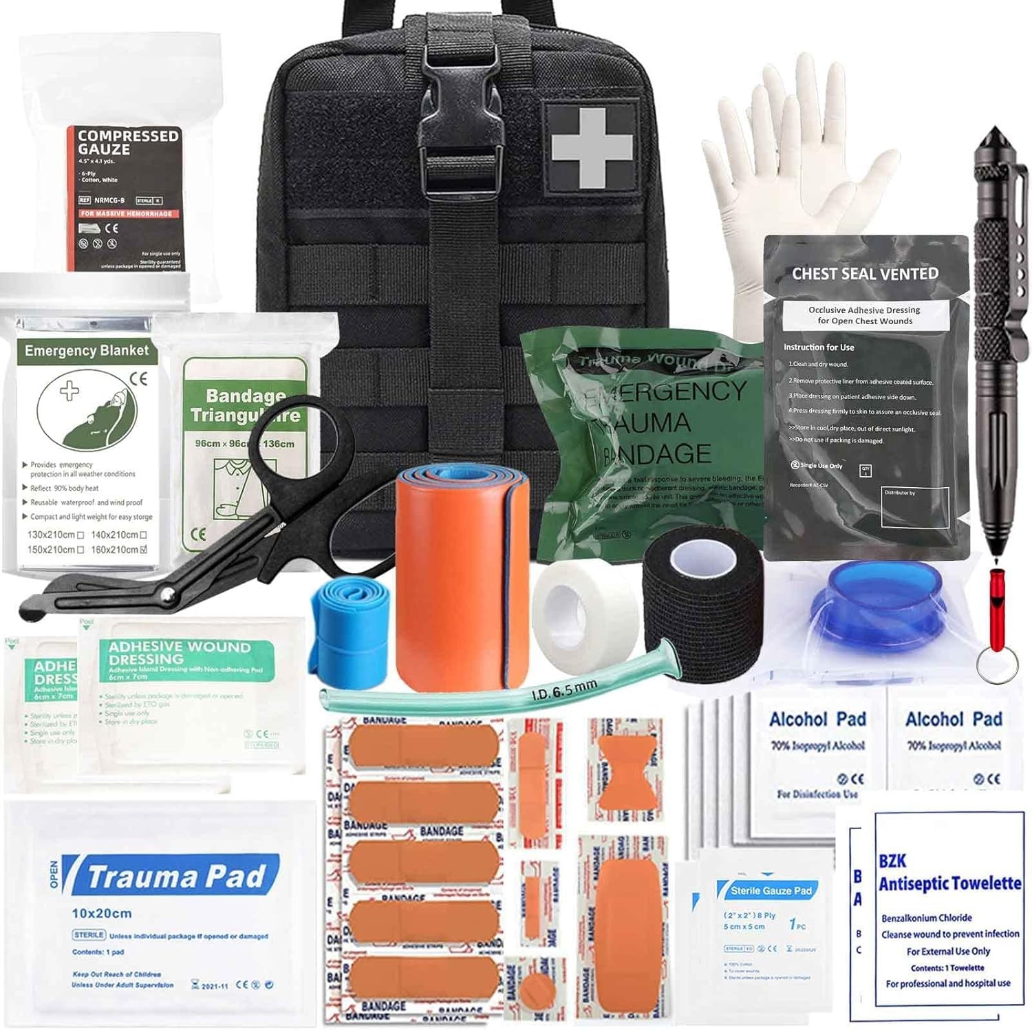 Ifak Trauma Kit, 74 Piece Upgrade Tactical First Aid Supplies, Molle Ifak Pou…
