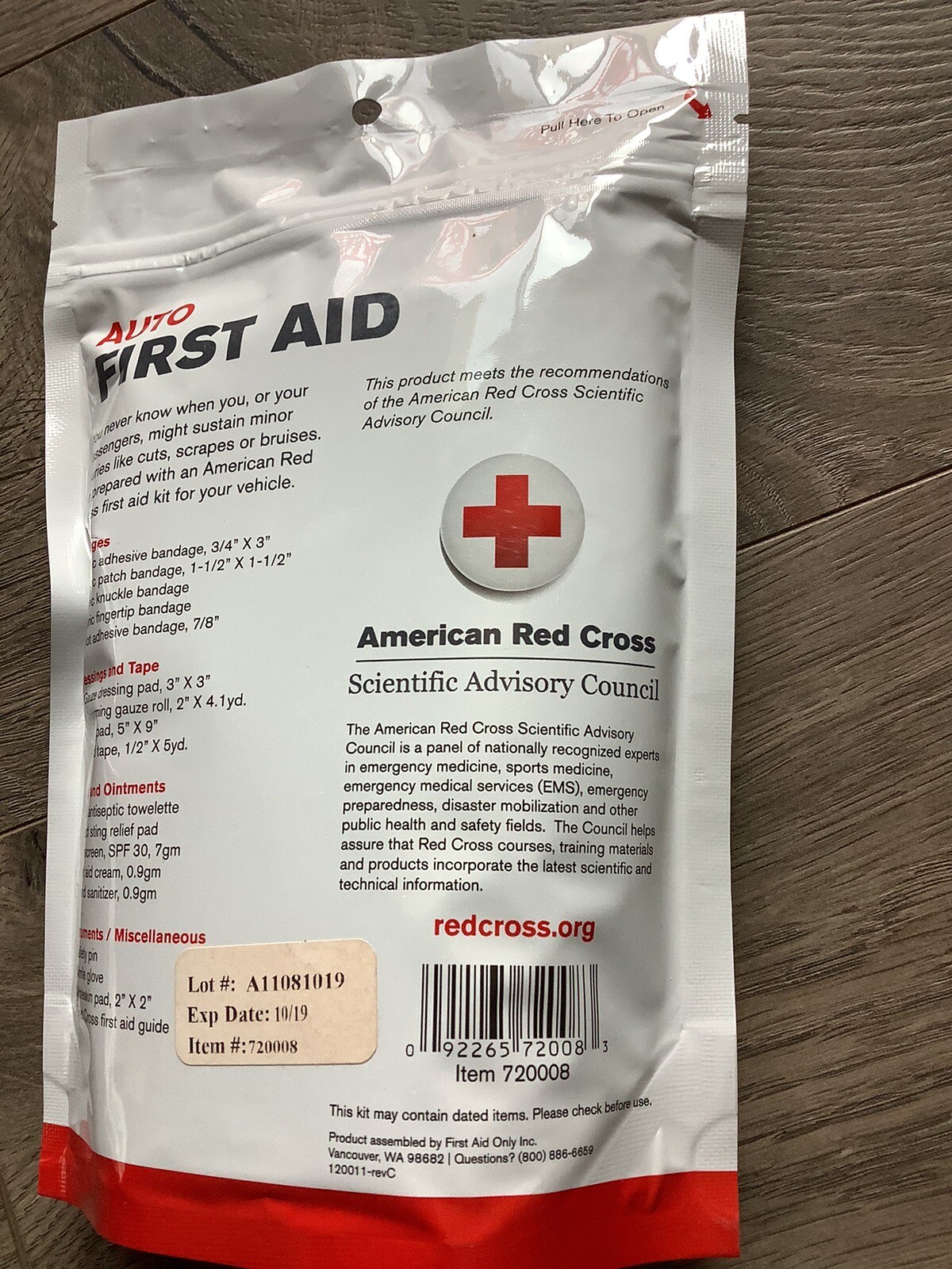 First Aid Only American Red Cross Plastic Auto First Aid Zip Kit